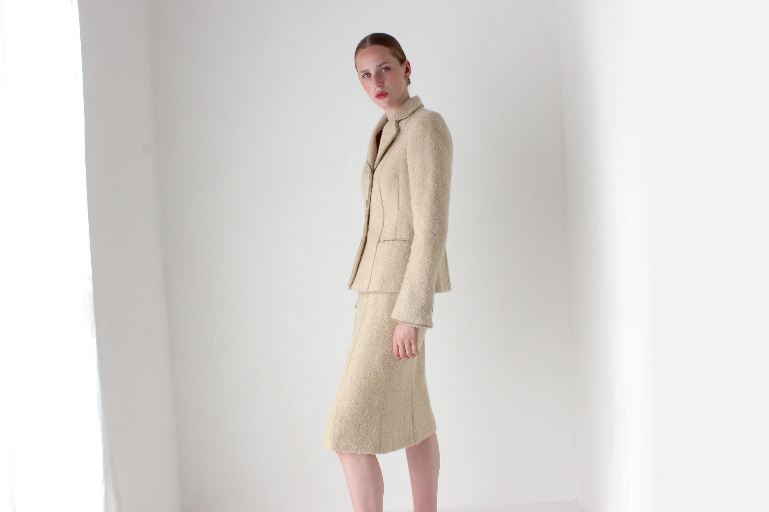 1990s Italian Designer Luisa Beccaria Mohair & Wool Winter Skirt Suit