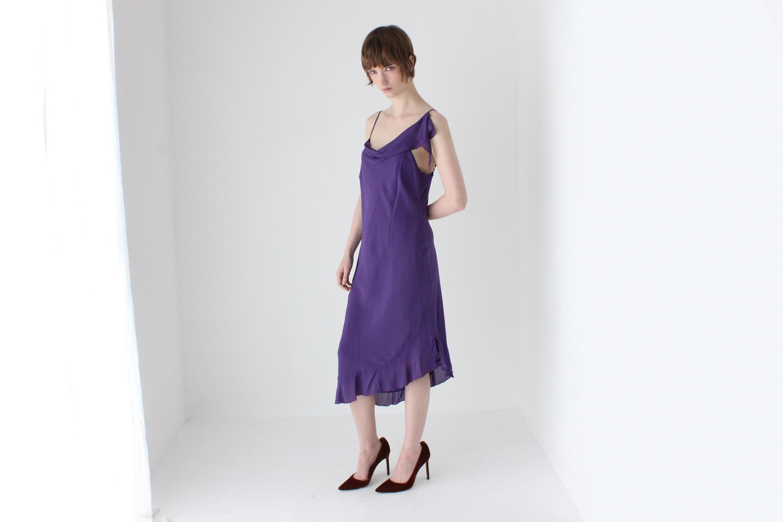 Y2K PURE SILK Asymmetric Ruffle Dress in the Style of Galliano's Dior