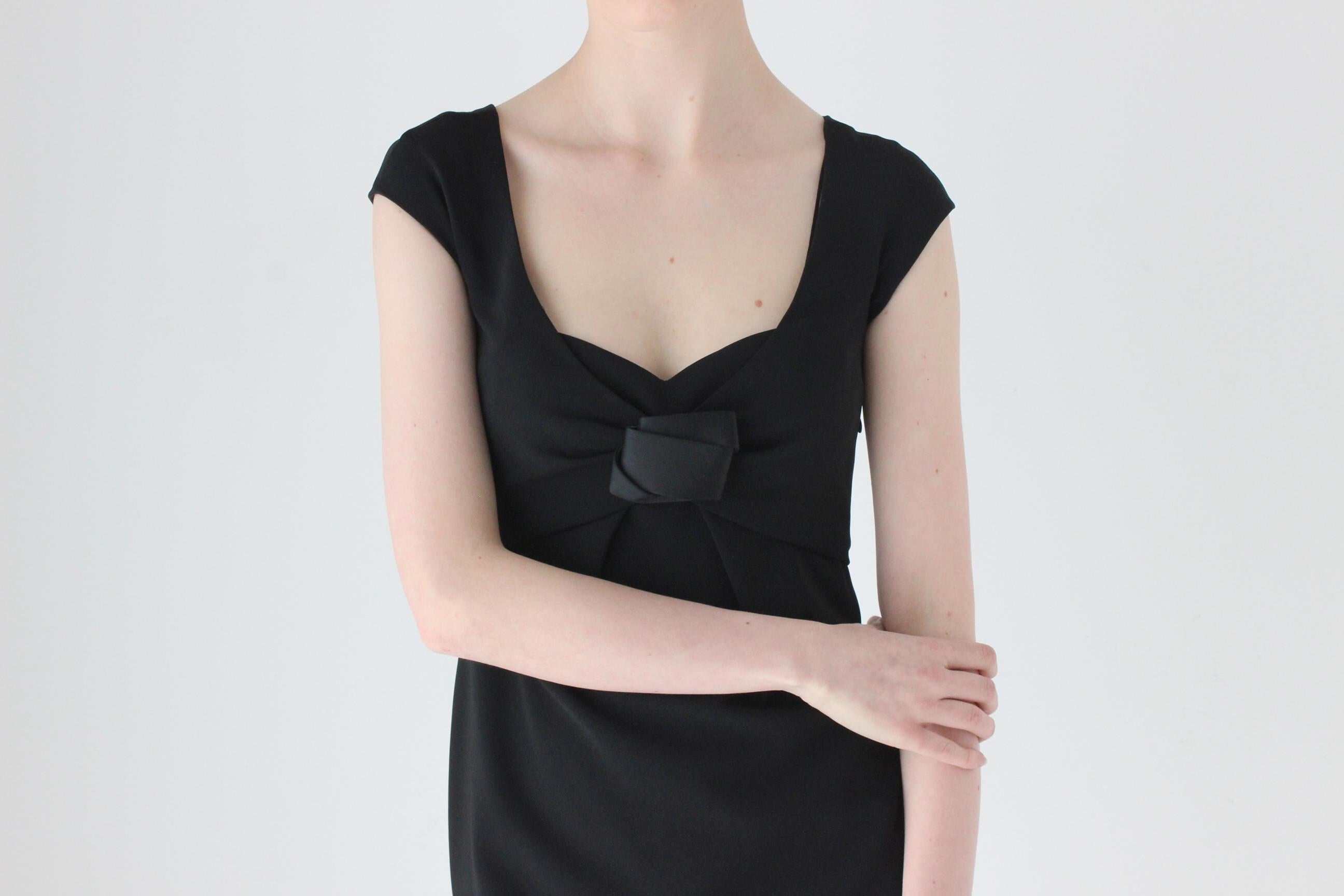 90s MOSCHINO Romantic Sculptural Hourglass Cocktail Dress w/ Rosette Bust