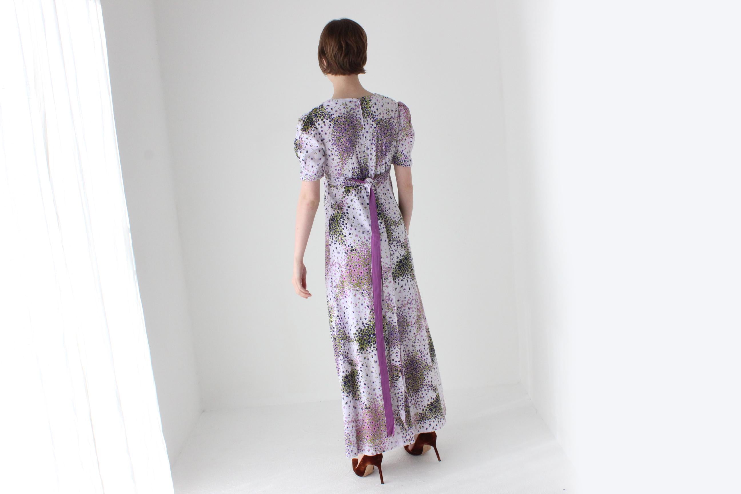 Sweetest 70s Pastel Lilac Floral Cottagecore Dress
