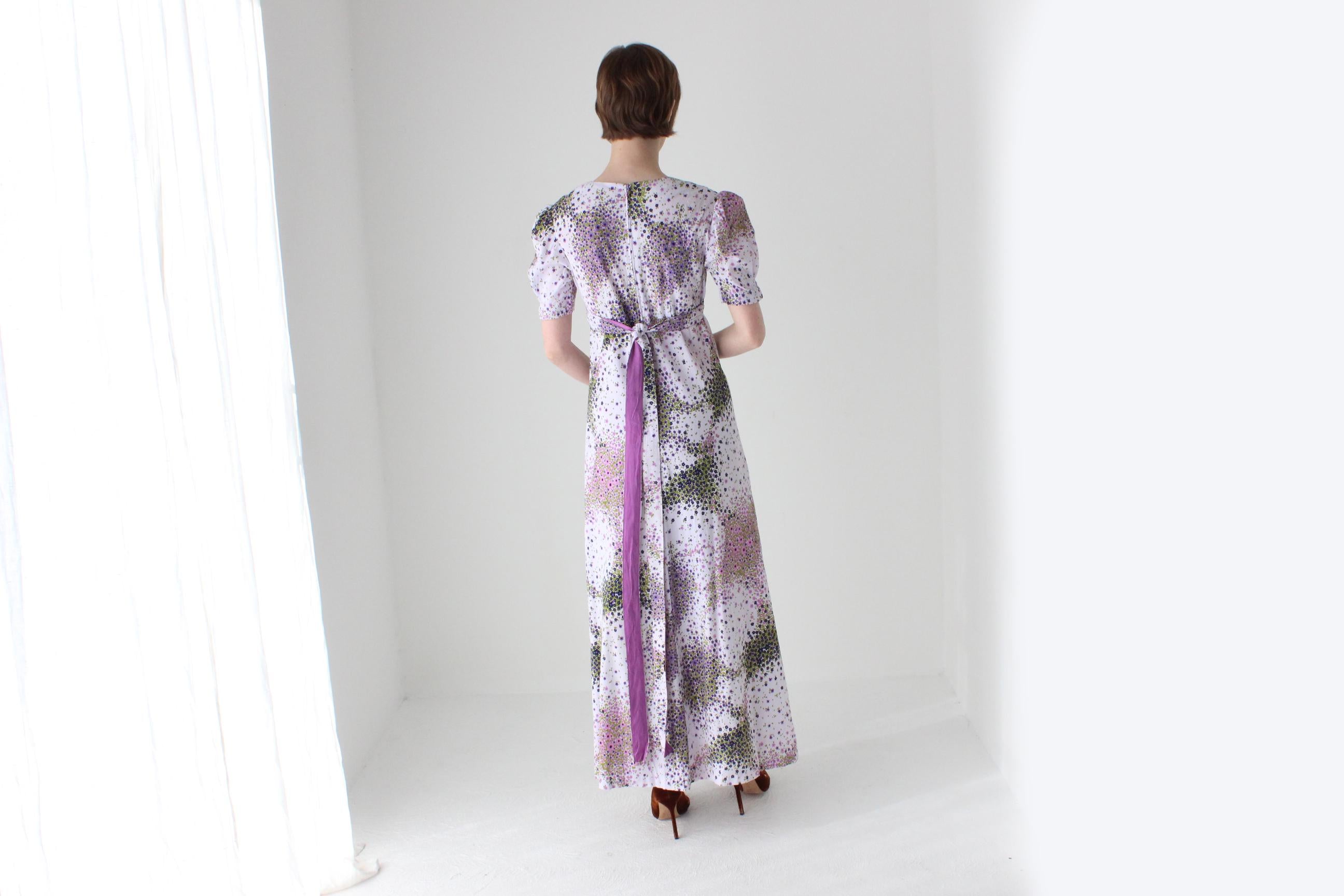 Sweetest 70s Pastel Lilac Floral Cottagecore Dress