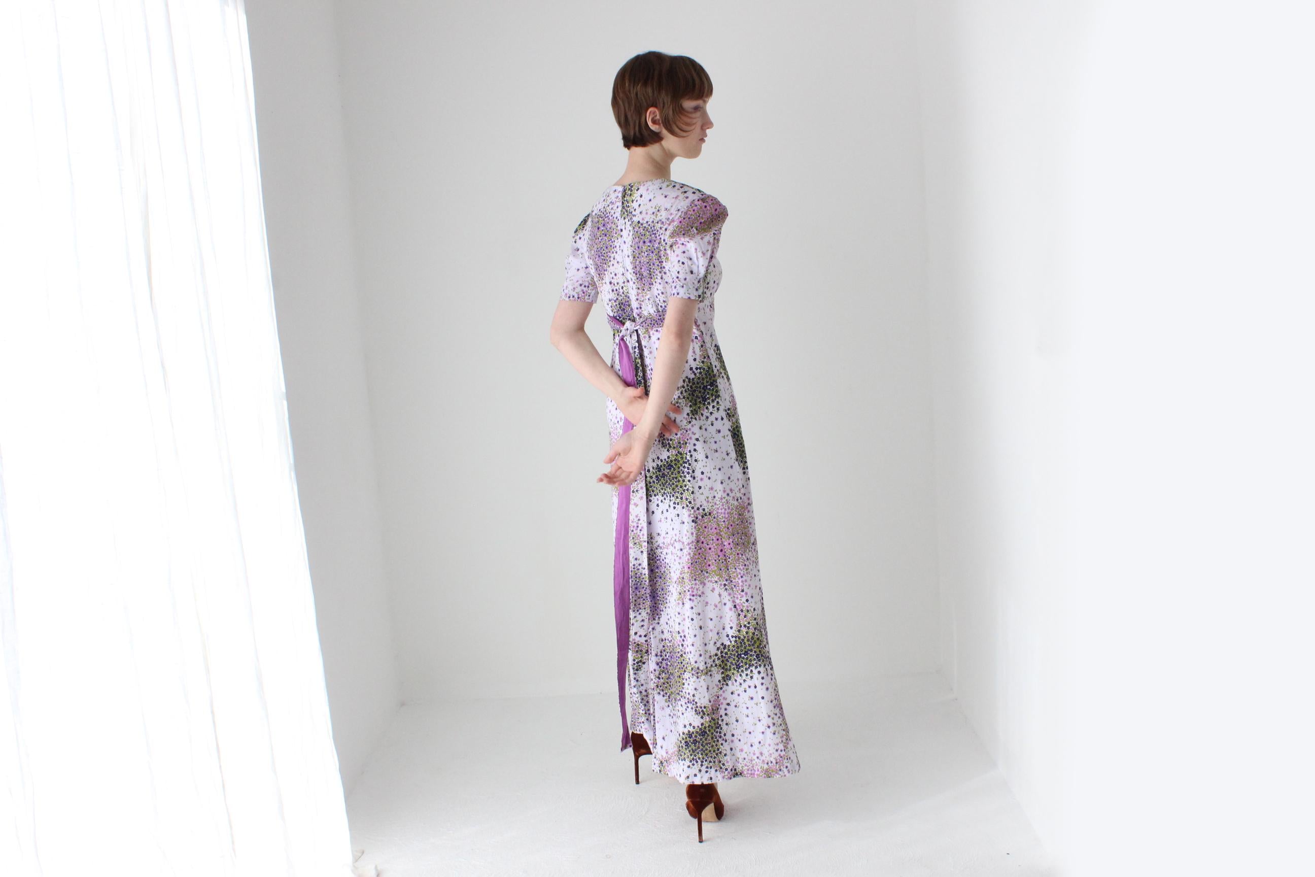 Sweetest 70s Pastel Lilac Floral Cottagecore Dress