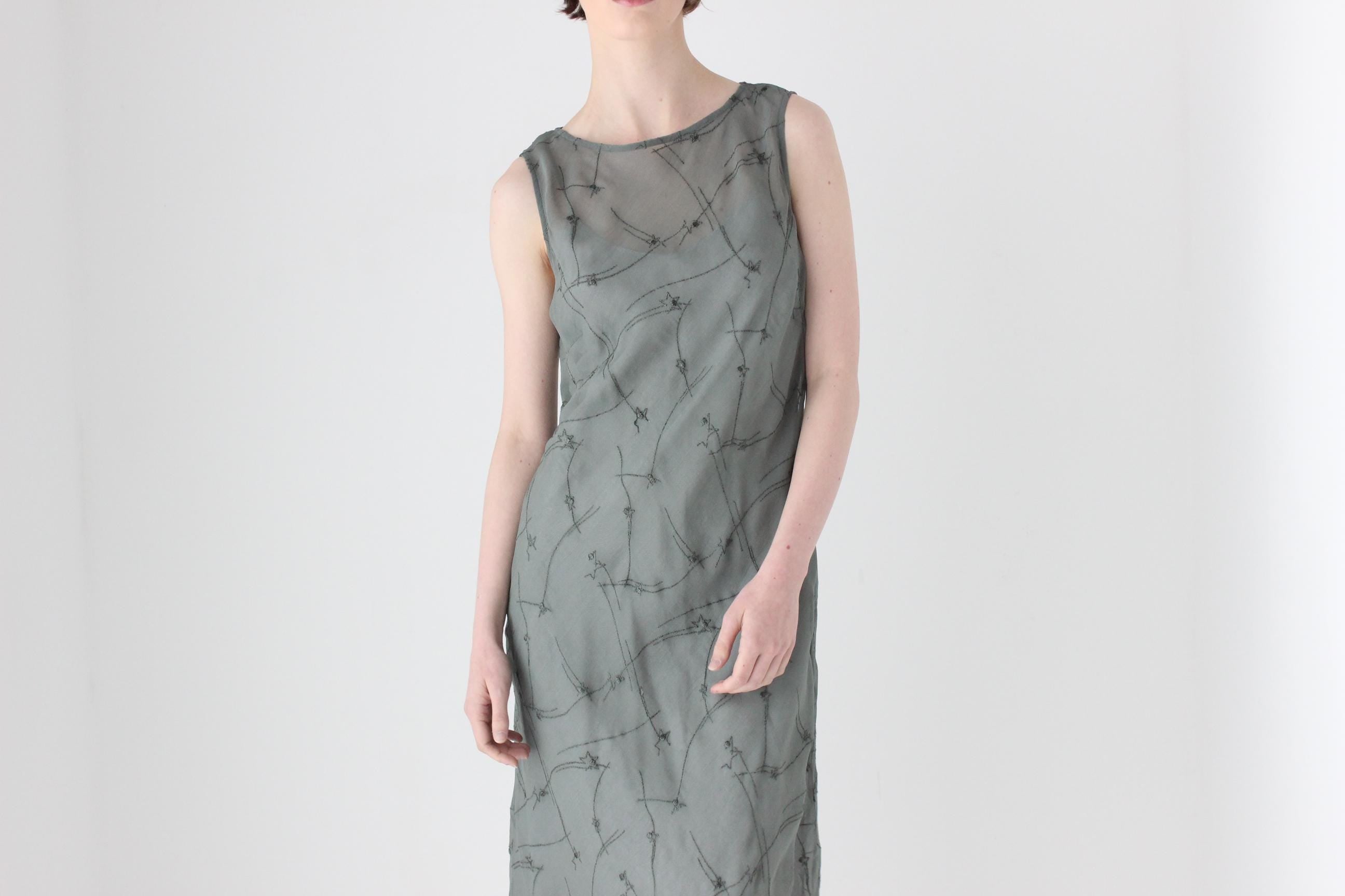 90s CUE Sheer Crepe Georgette Bias Cut Dress