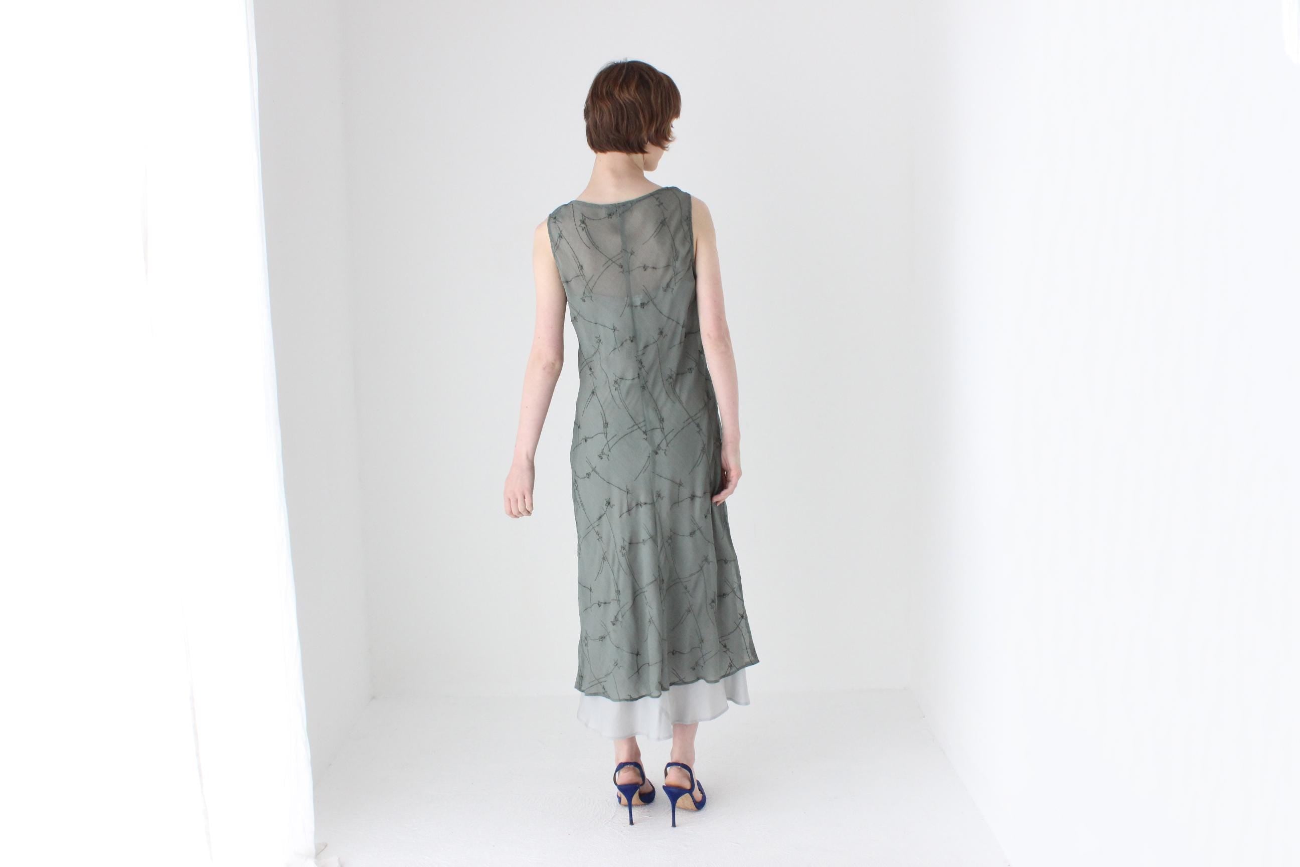 90s CUE Sheer Crepe Georgette Bias Cut Dress