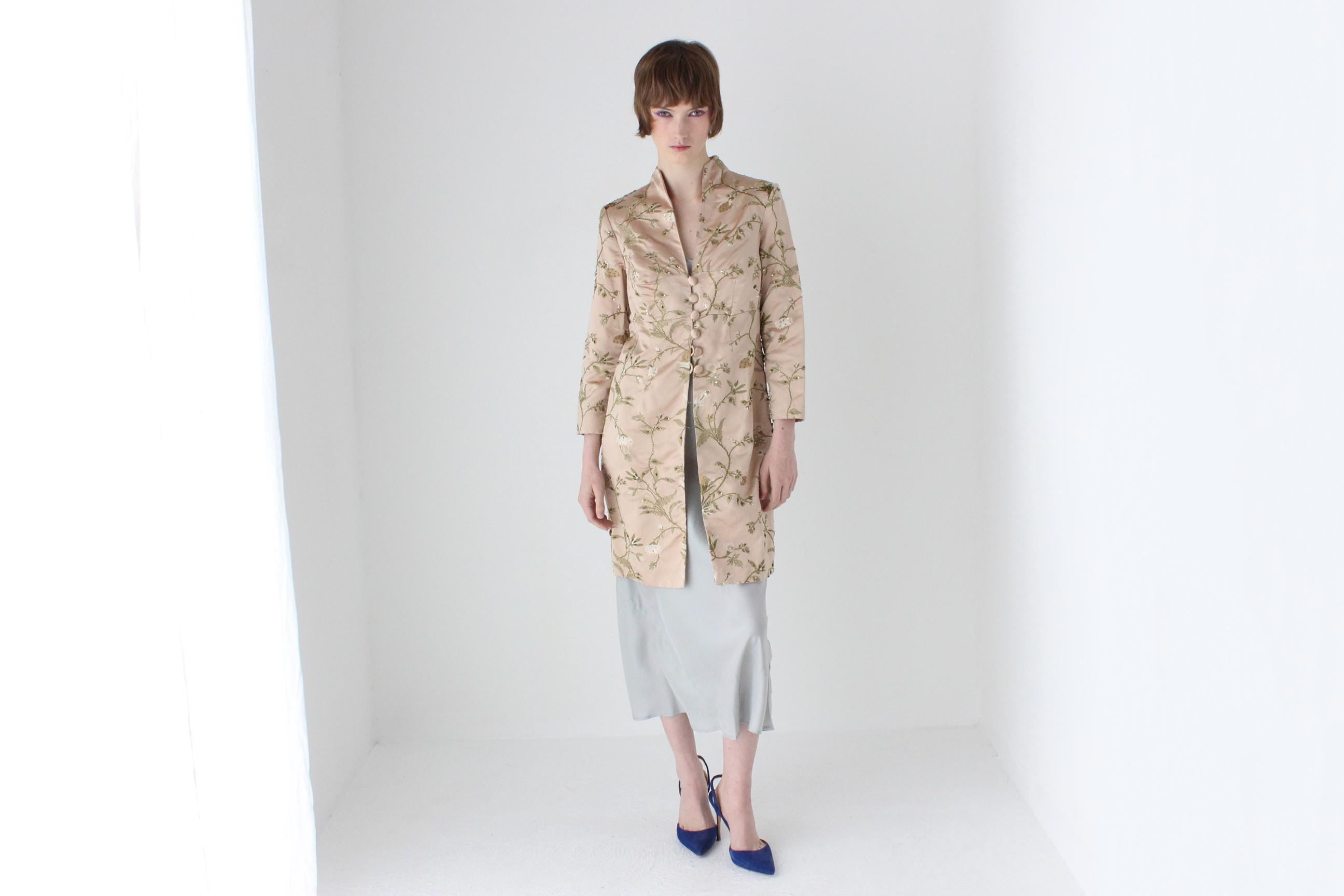 90s Opulent Embroidered & Beaded Silk Event Jacket