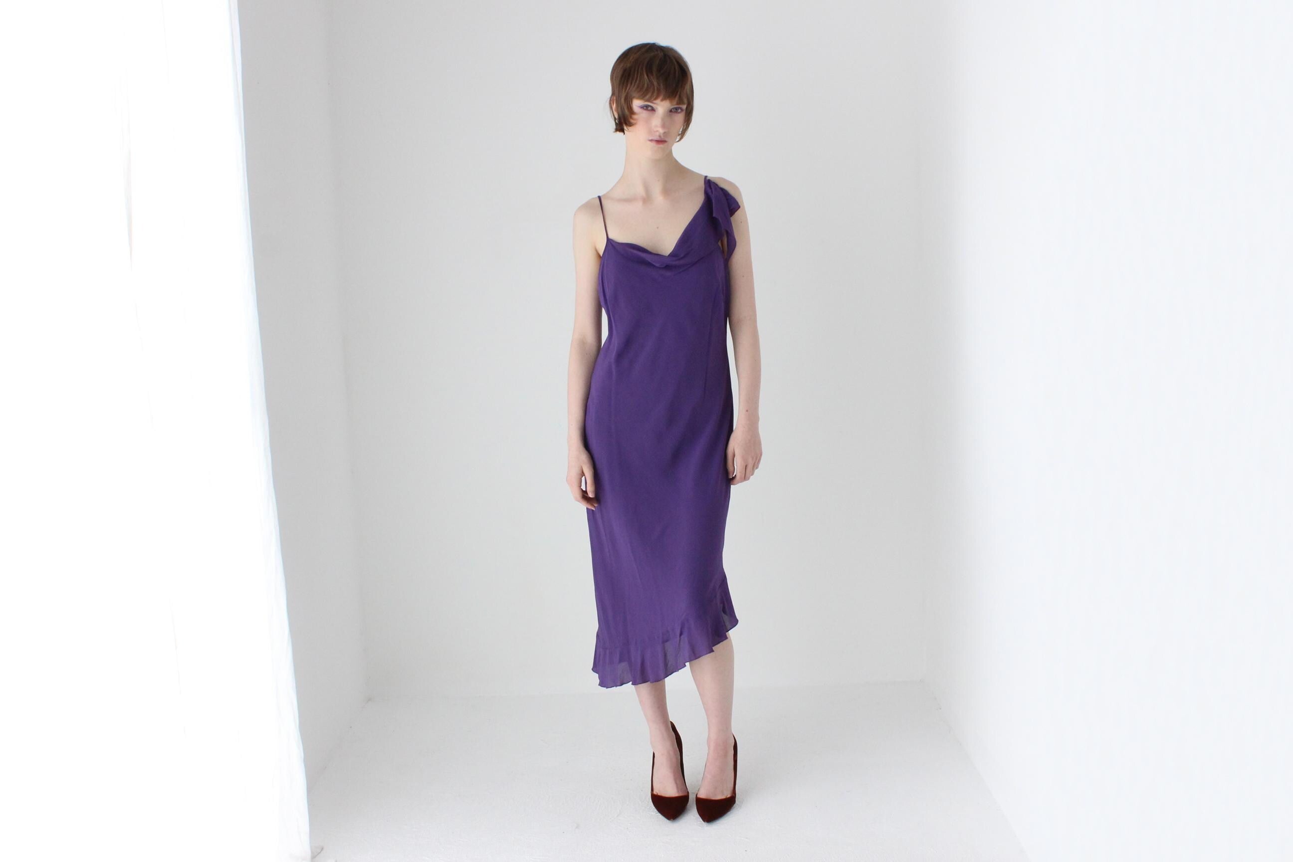 Y2K PURE SILK Asymmetric Ruffle Dress in the Style of Galliano's Dior