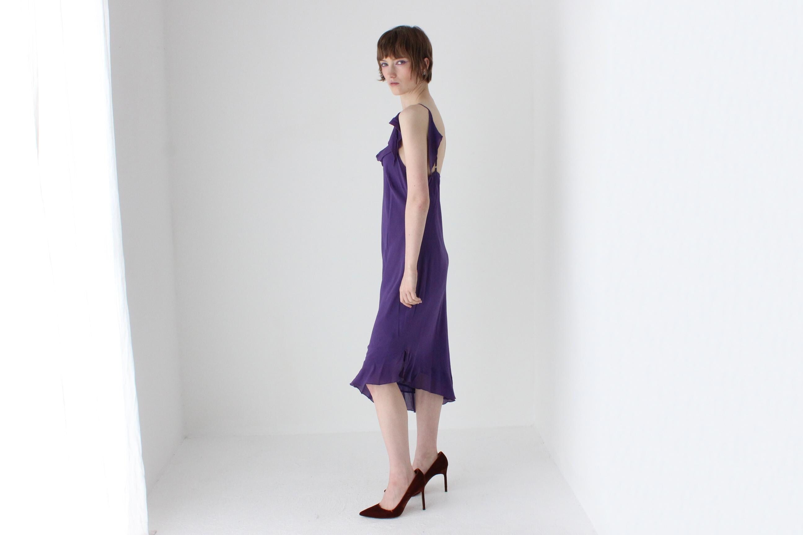 Y2K PURE SILK Asymmetric Ruffle Dress in the Style of Galliano's Dior