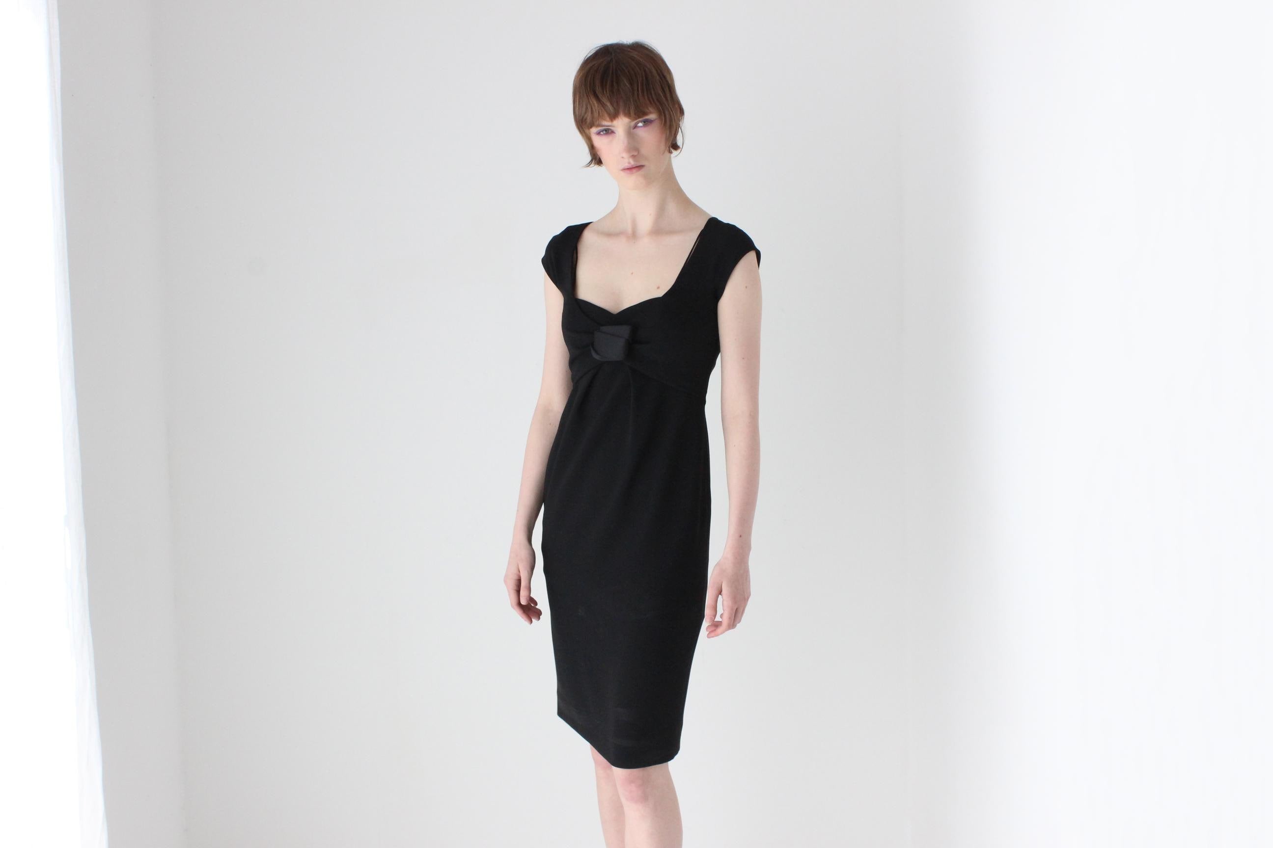 90s MOSCHINO Romantic Sculptural Hourglass Cocktail Dress w/ Rosette Bust