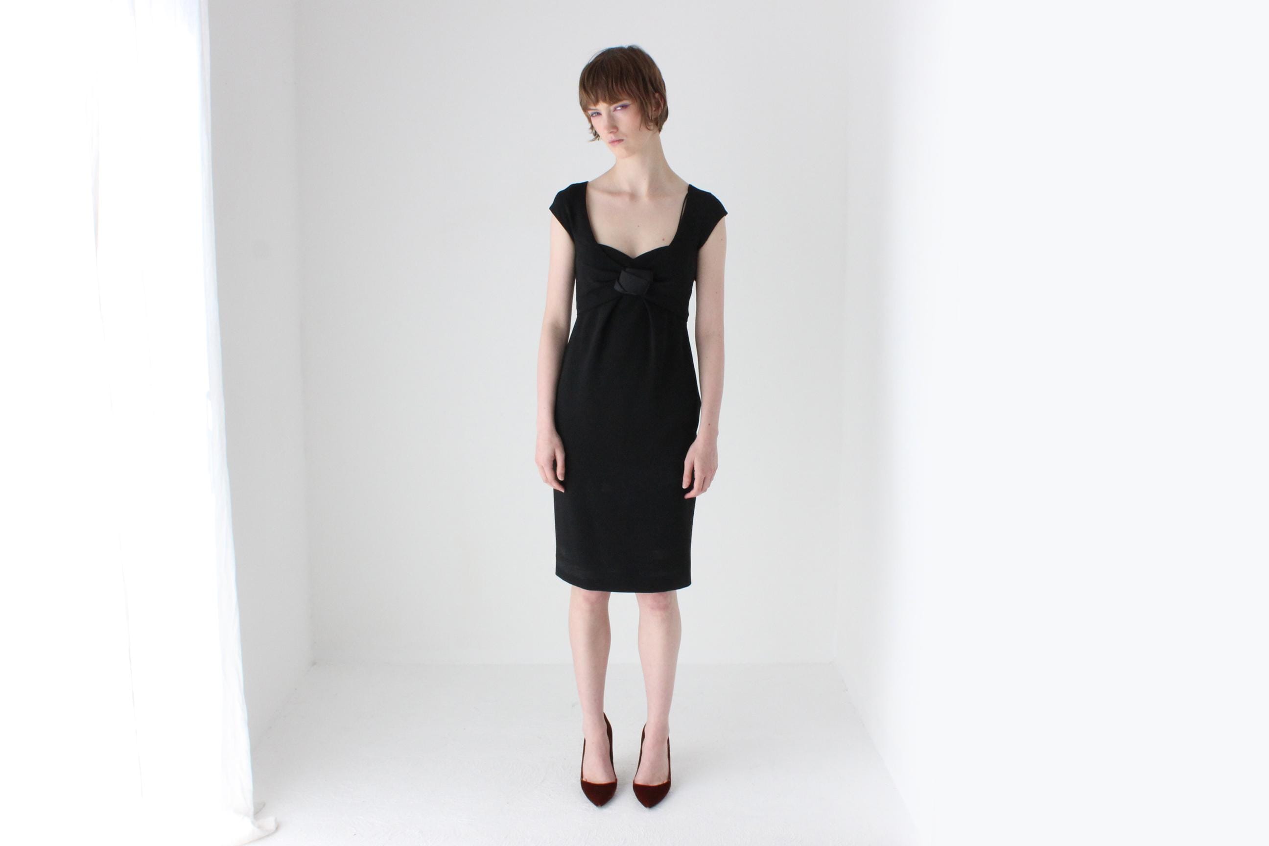 90s MOSCHINO Romantic Sculptural Hourglass Cocktail Dress w/ Rosette Bust