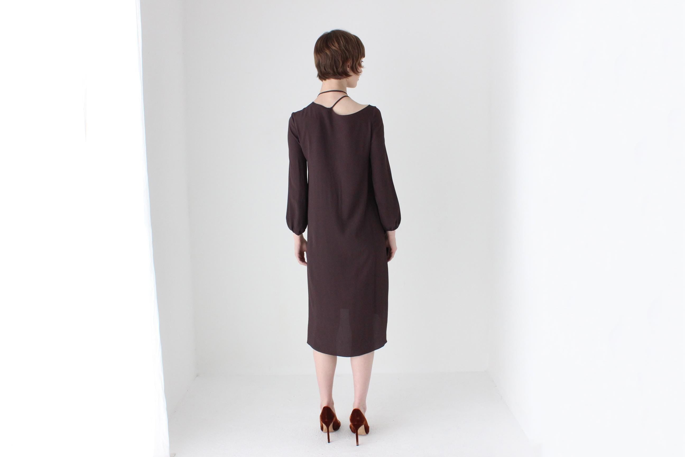 2000s Vintage Marni Silk Long Sleeve Dress w/ 3D Flower Ties