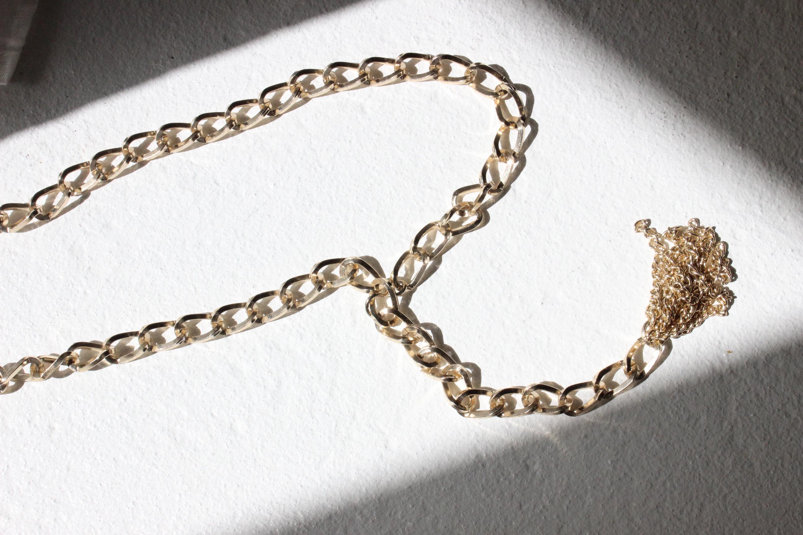 80s Disco Gold Tone Metal Chain Link Belt