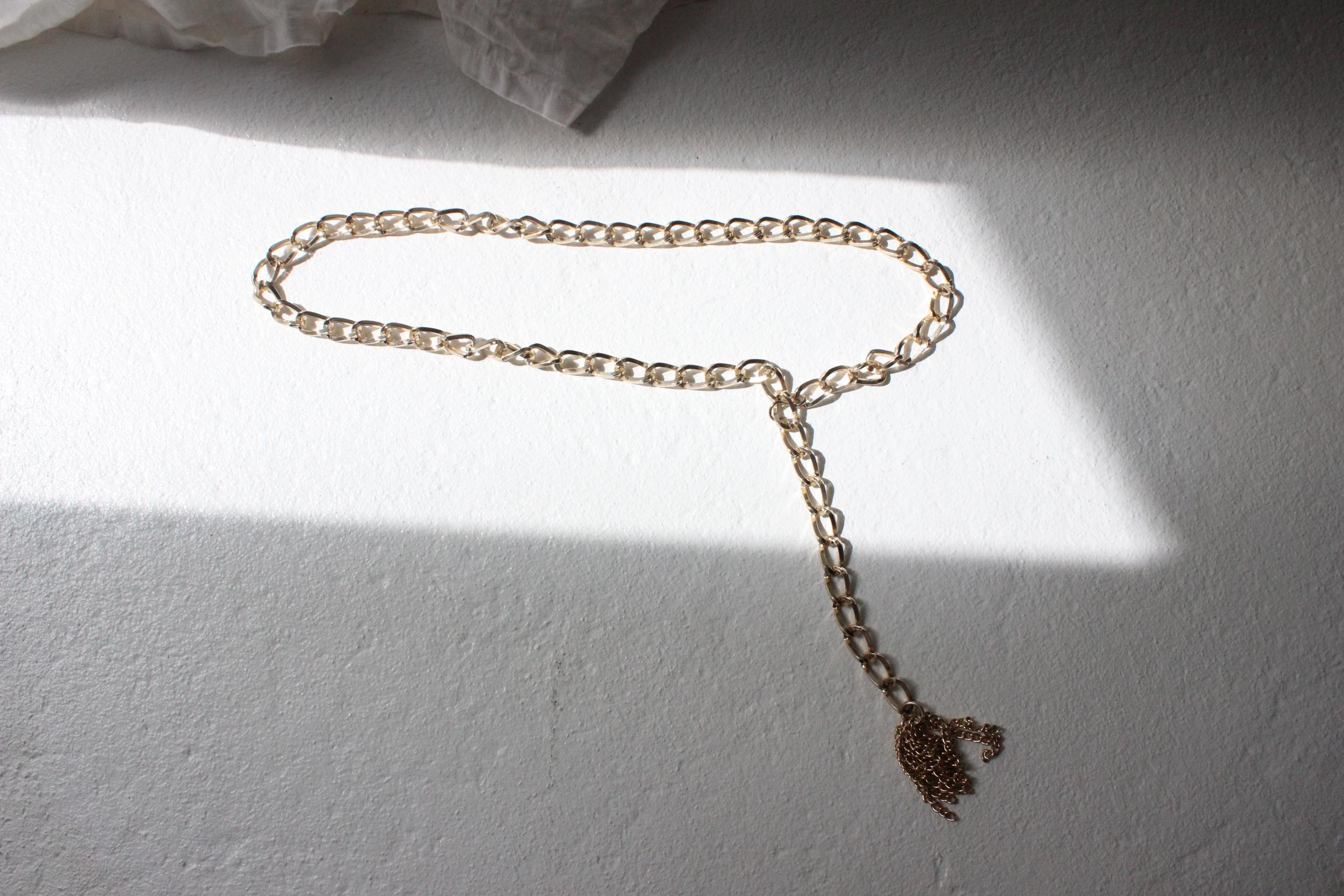 80s Disco Gold Tone Metal Chain Link Belt