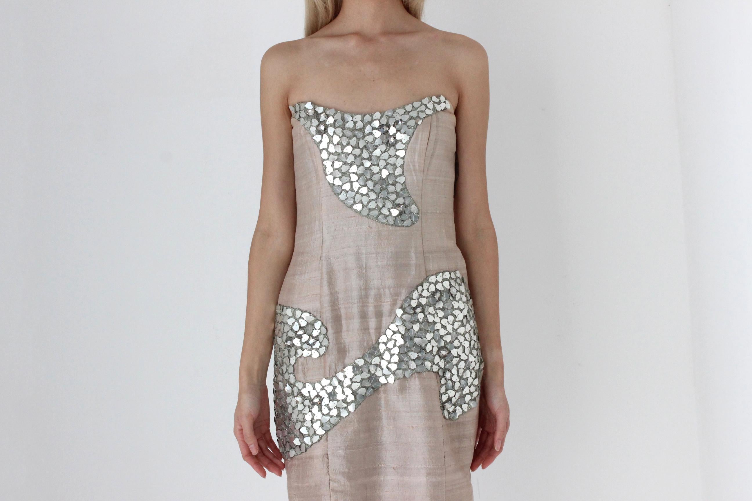 FUTURISM Y2K Designer George Gross Silk Mini w/ Mirrored Embellishments