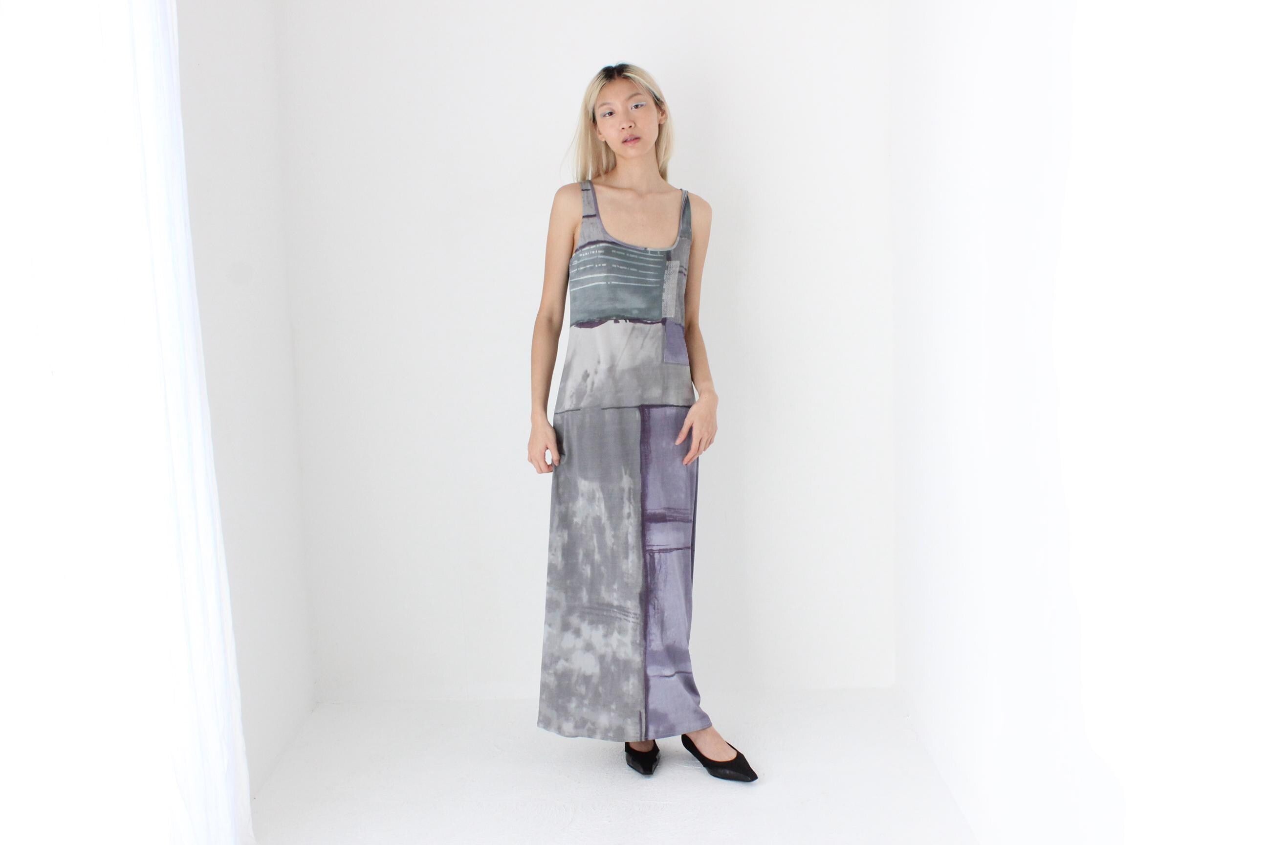 FUTURISM Y2K Gianfranco Ferre Abstract Maxi Dress