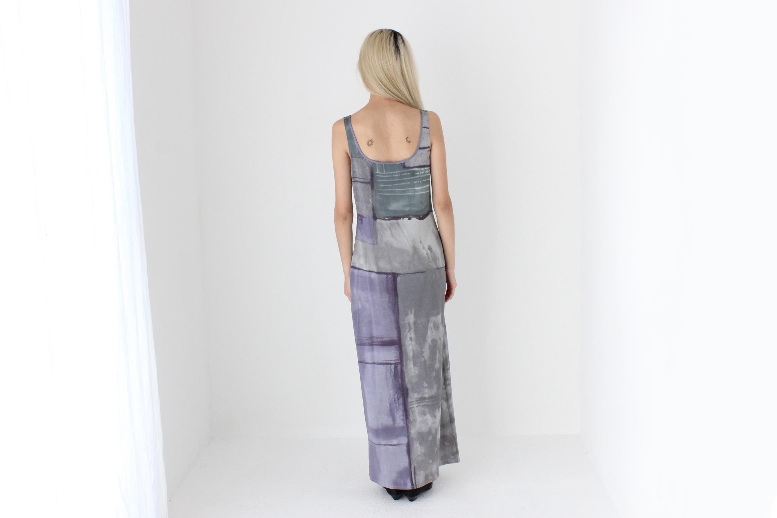 FUTURISM Y2K Gianfranco Ferre Abstract Maxi Dress