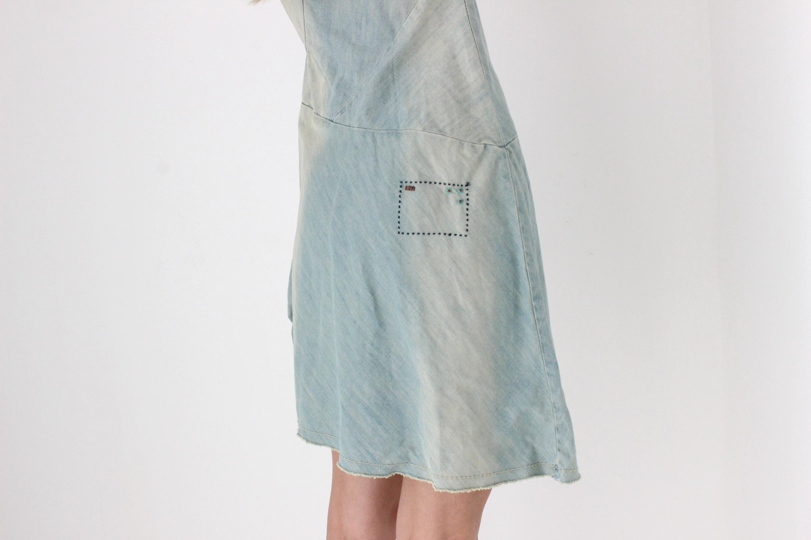 FUTURISM Y2K European Asymmetric Denim Dress
