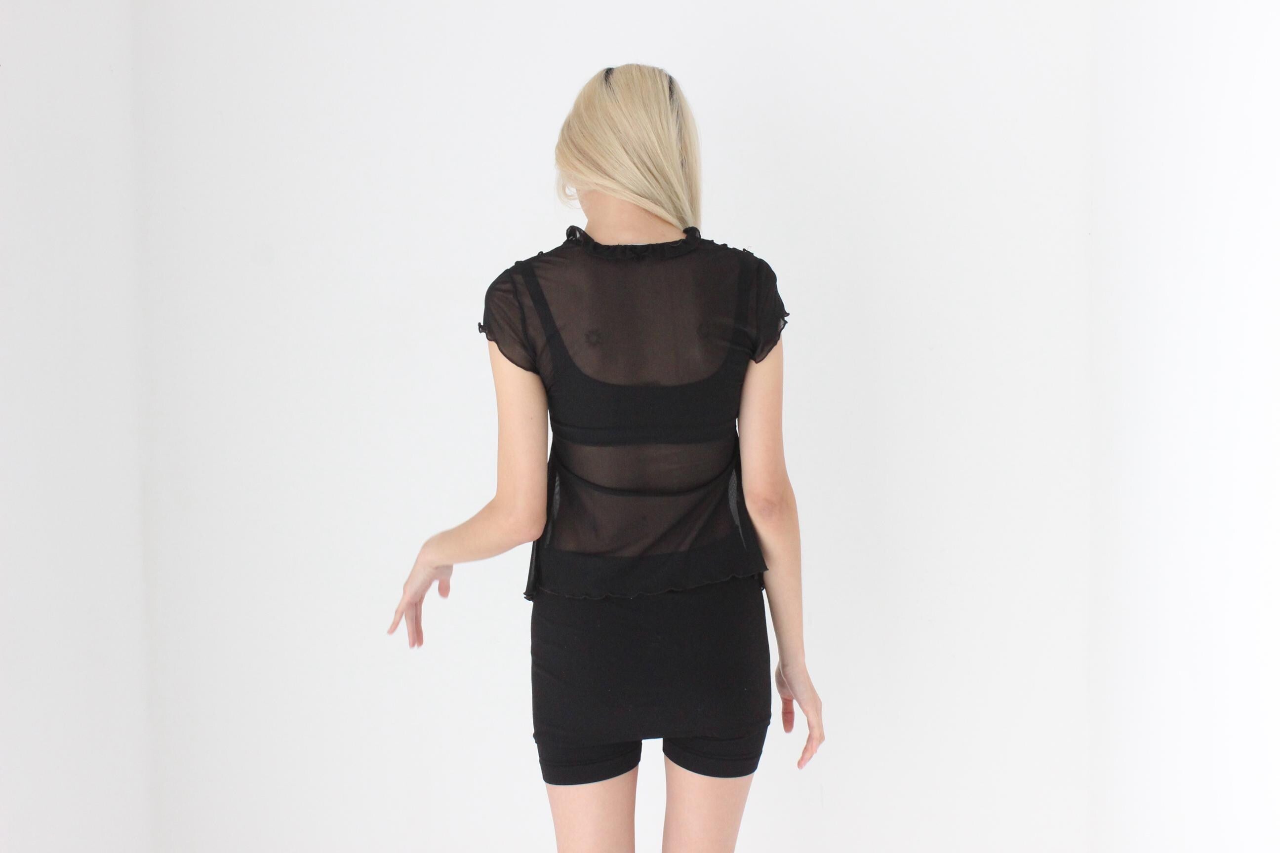 FUTURISM Cute Y2K Mesh Babydoll Top