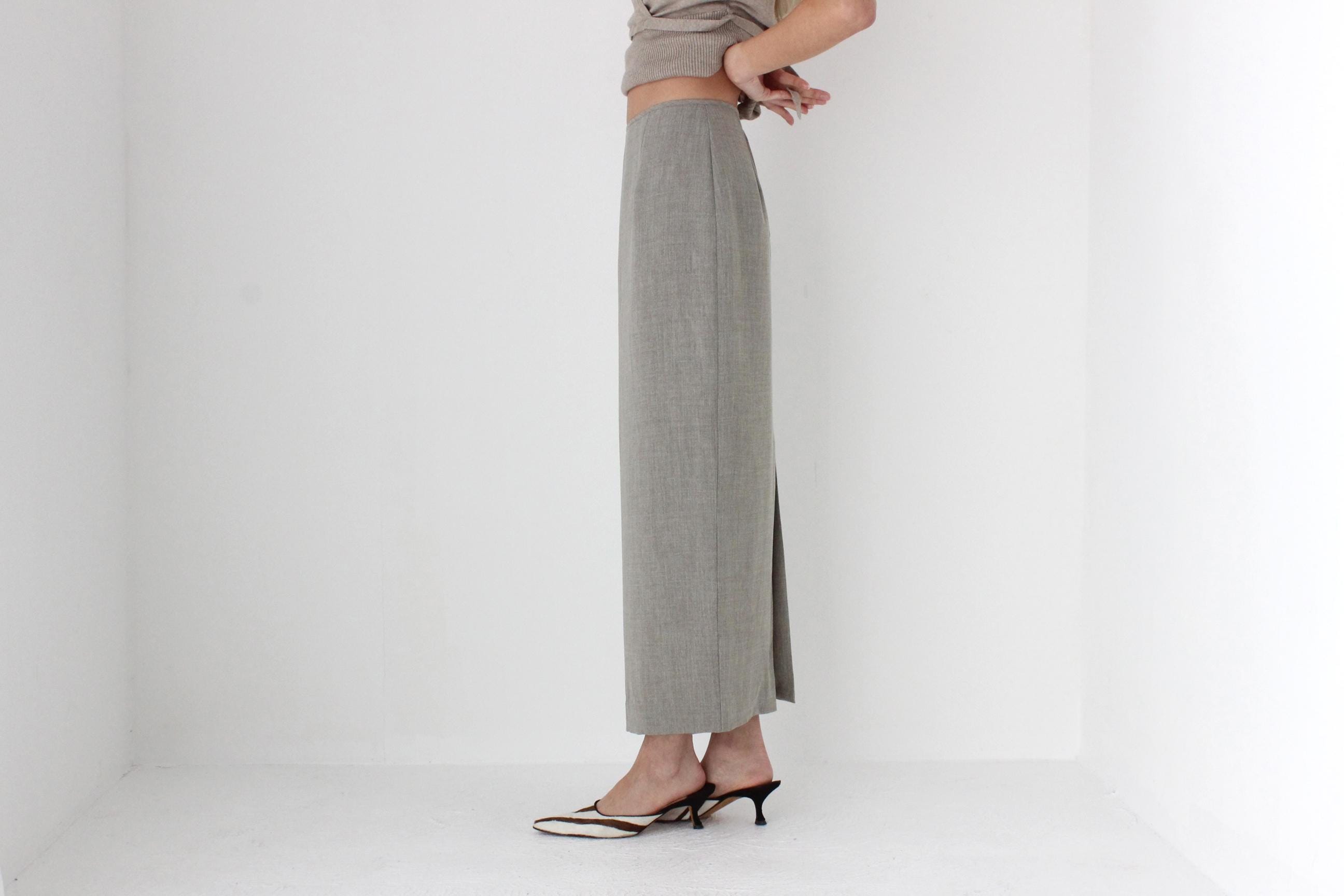 FUTURISM 90s Neutral Crepe Column Skirt