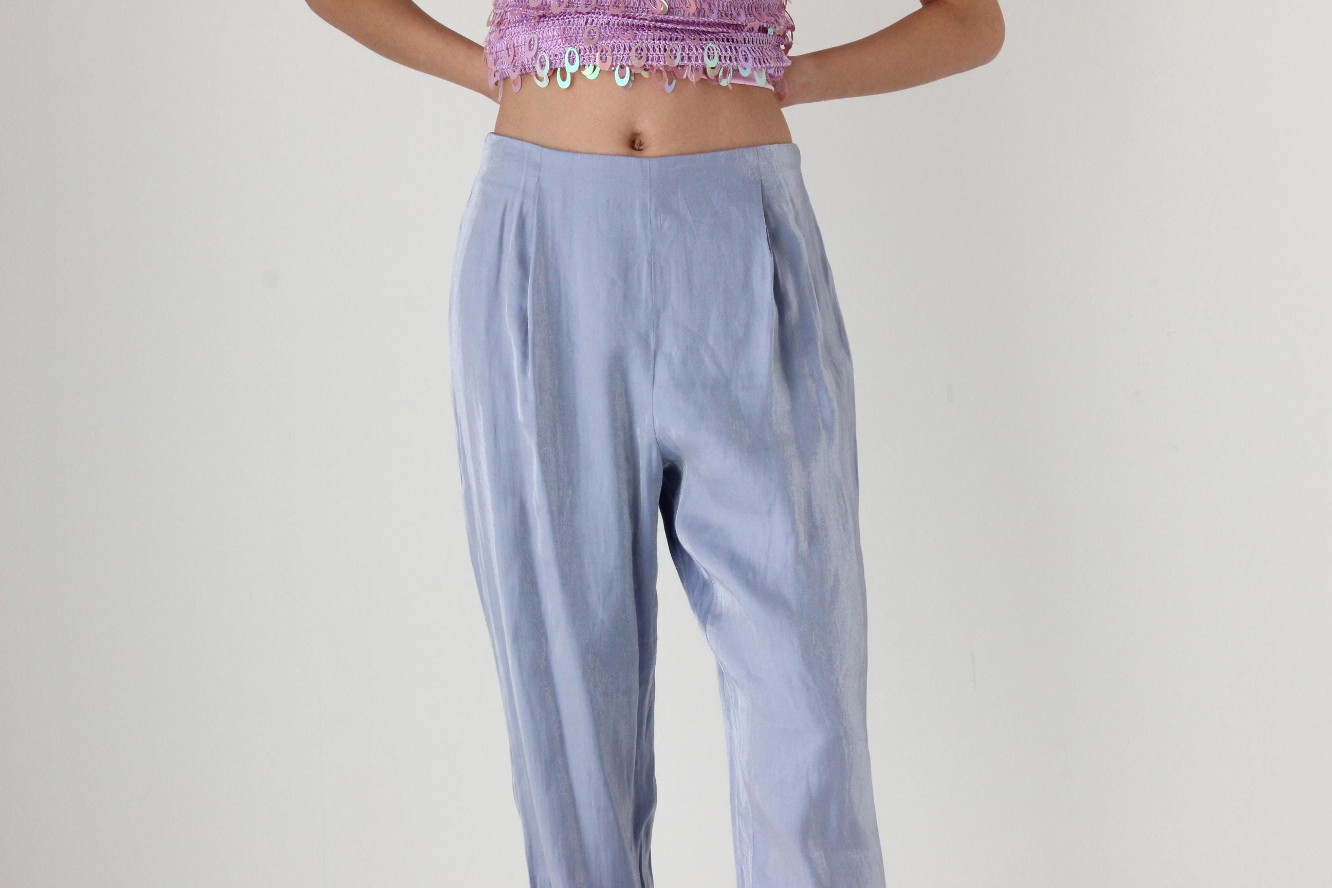 FUTURISM 90s Holographic Pastel Relaxed Tapered Trousers