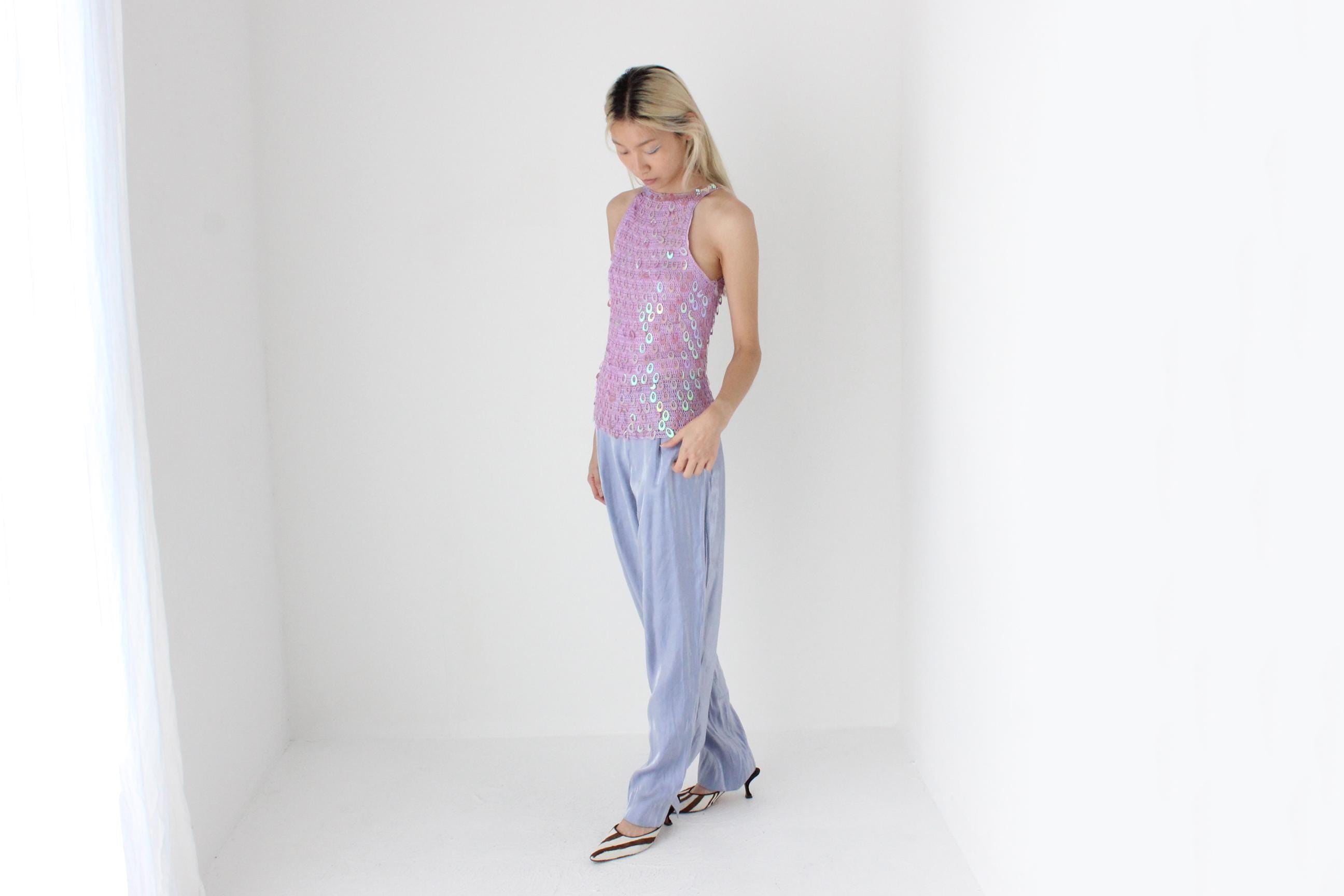 FUTURISM 90s Holographic Pastel Relaxed Tapered Trousers