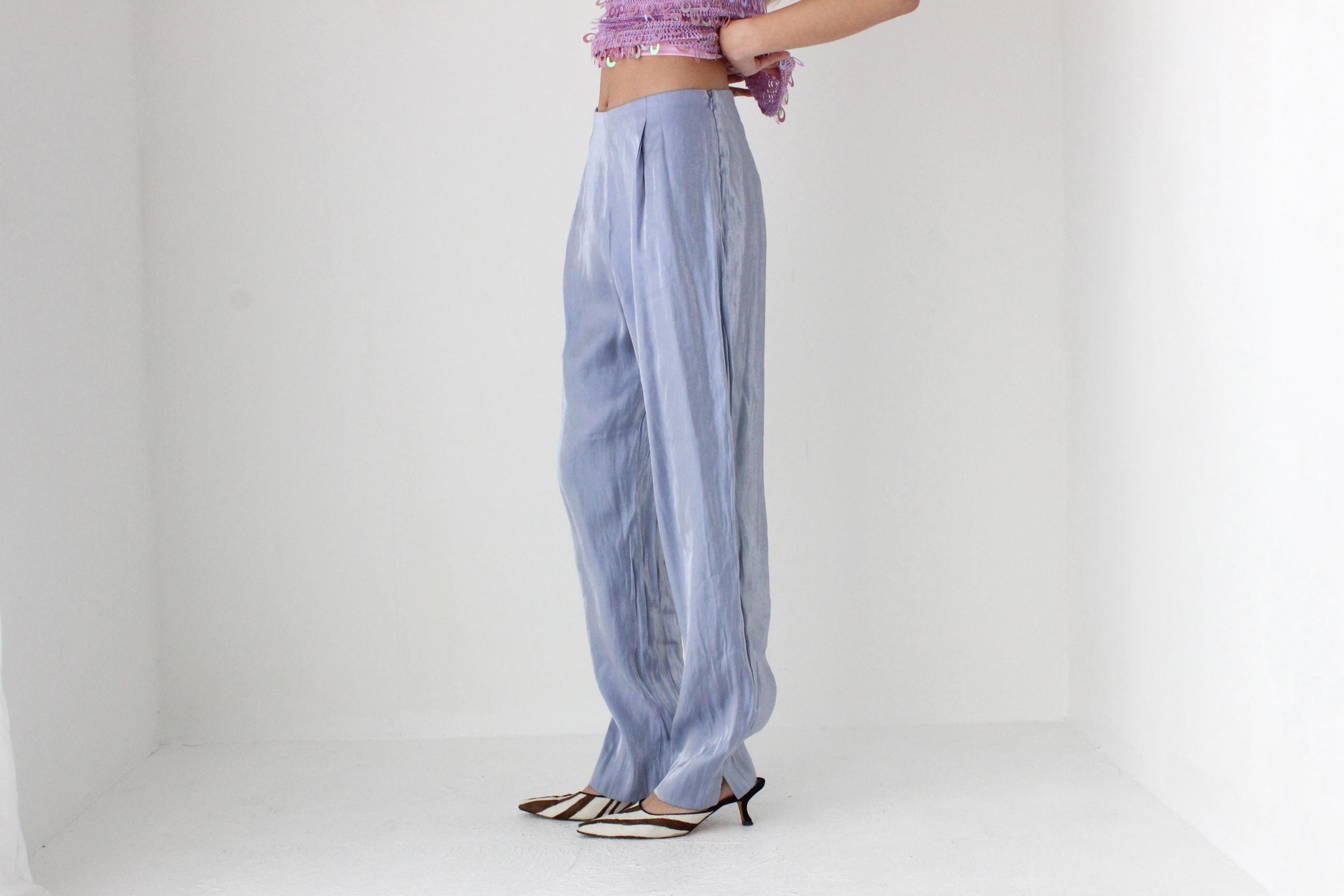 FUTURISM 90s Holographic Pastel Relaxed Tapered Trousers