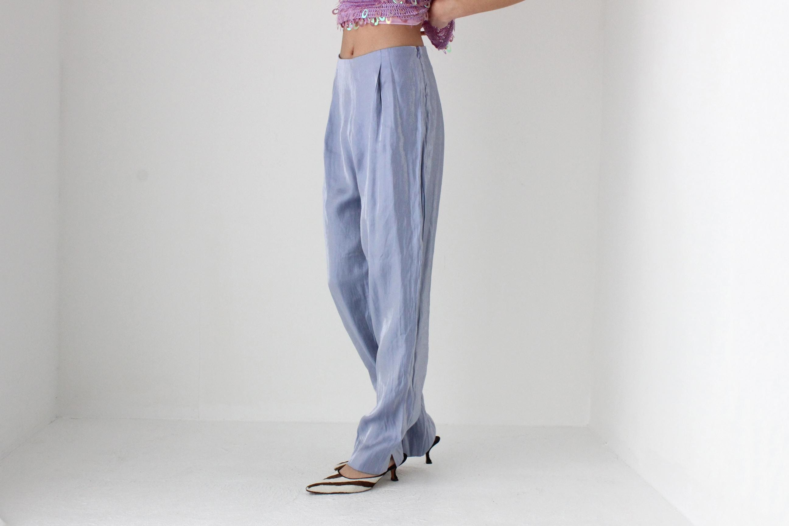 FUTURISM 90s Holographic Pastel Relaxed Tapered Trousers