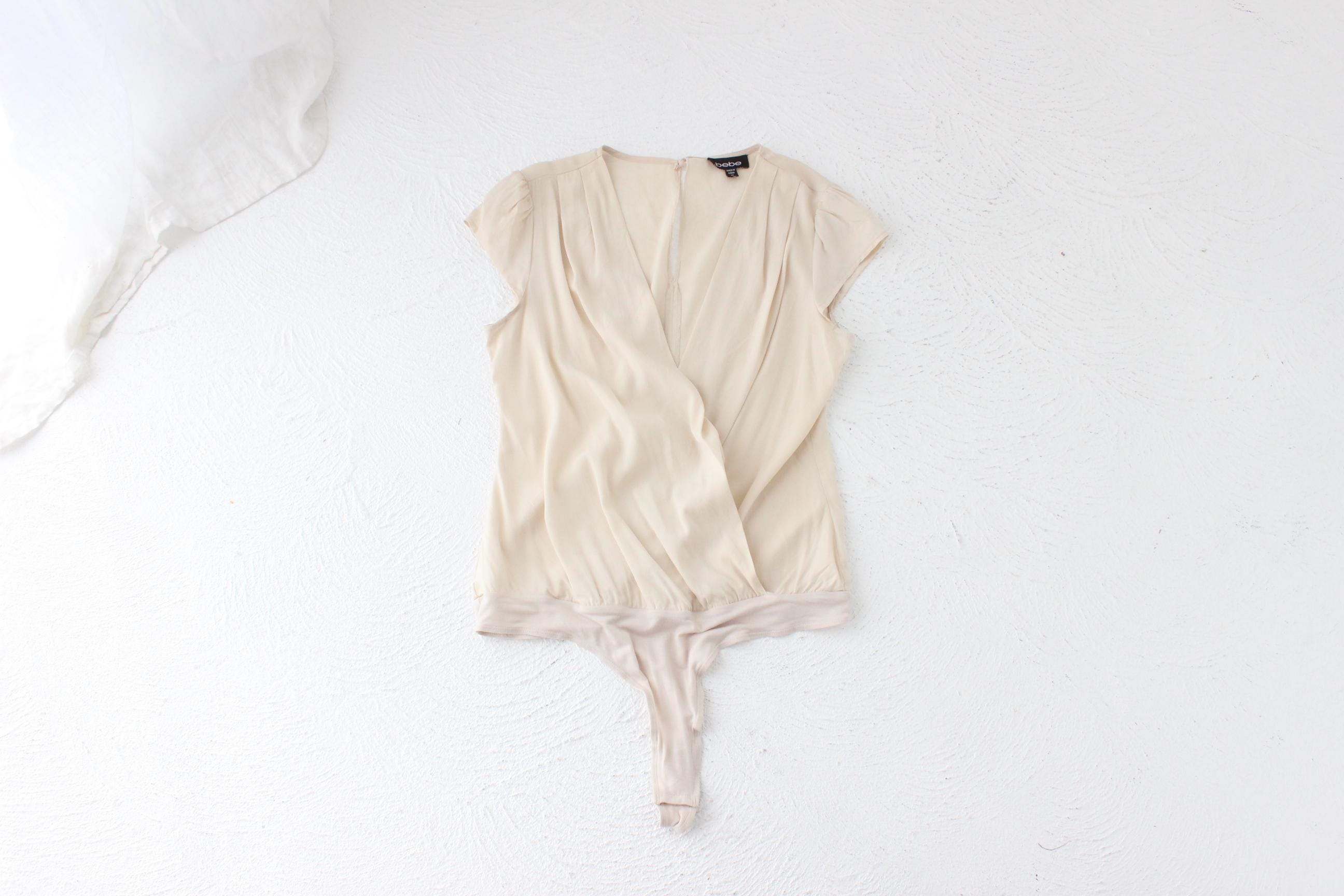 FUTURISM Y2K Pure Silk Plunge Neck Bodysuit by Bebe
