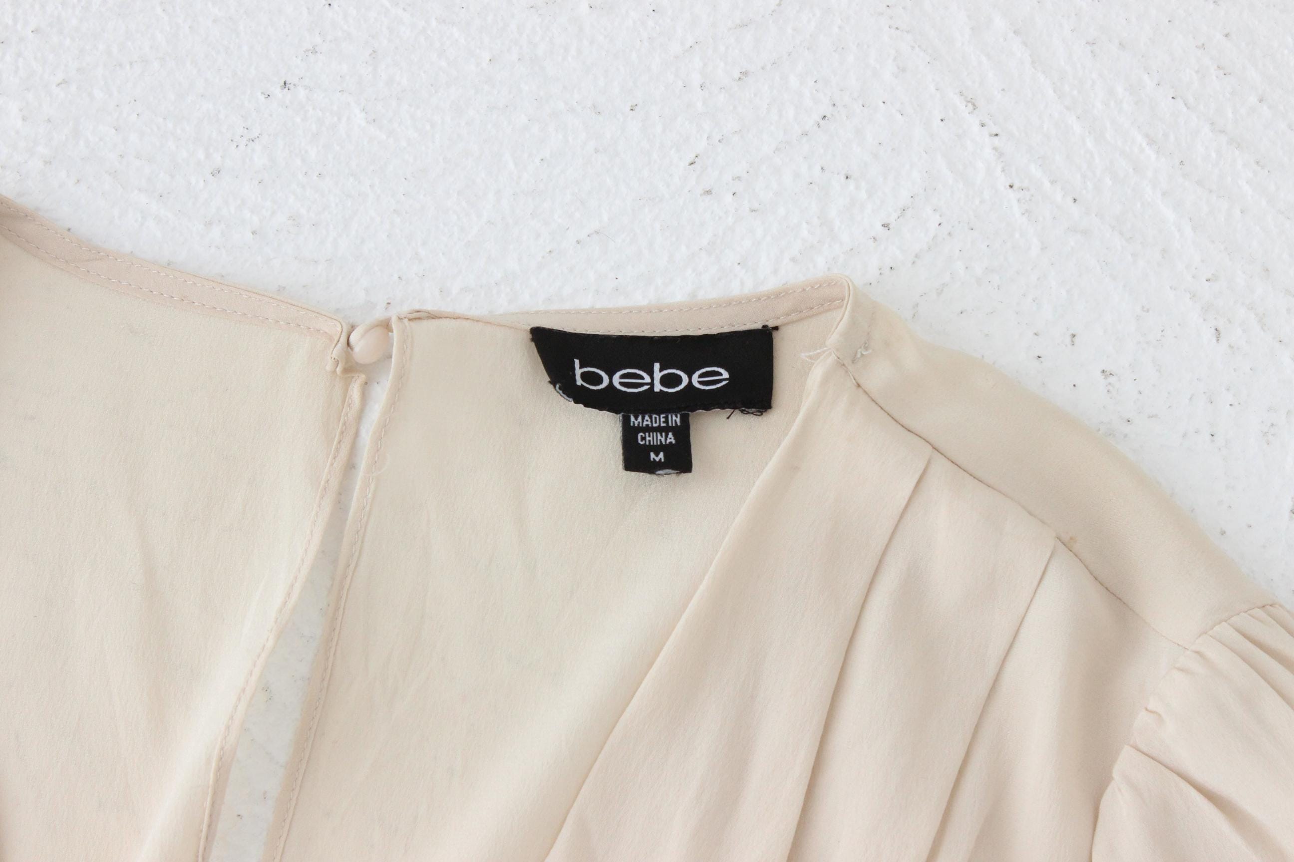 FUTURISM Y2K Pure Silk Plunge Neck Bodysuit by Bebe