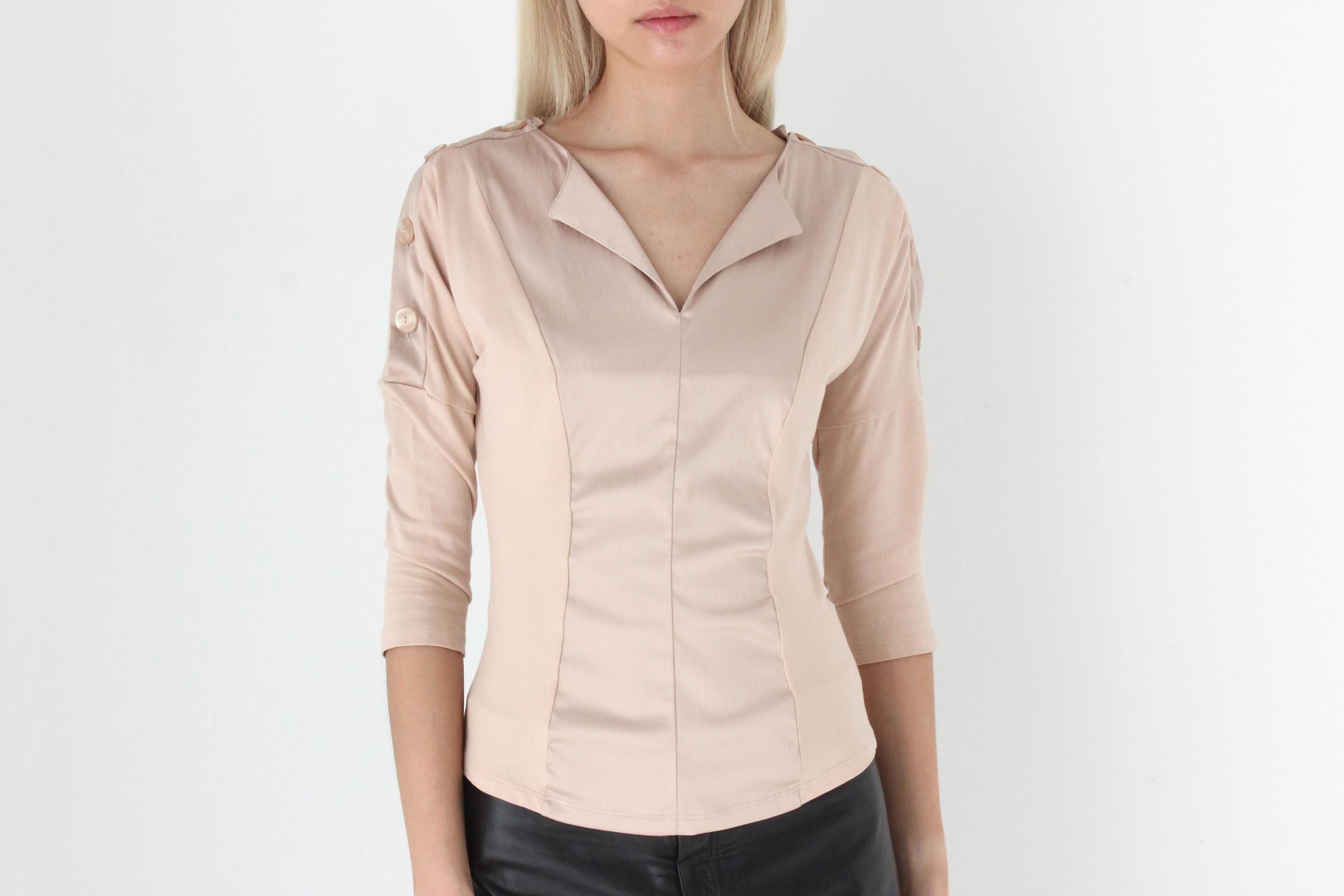 FUTURISM 2000s Italian Made Nara Camicie Blush Top