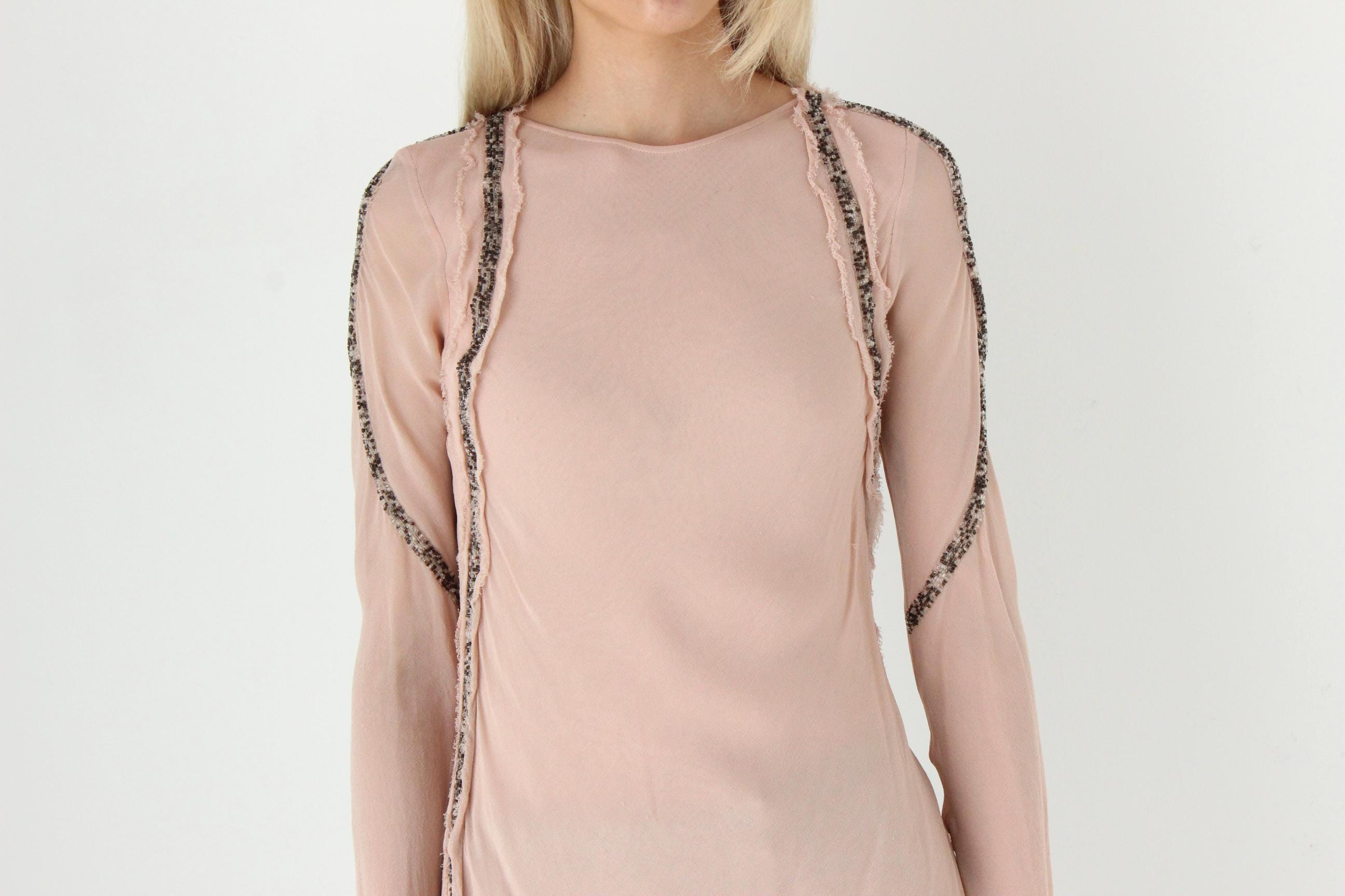 FUTURISM Y2K Kate Moss for Topshop 'Distressed' Top w/ Beading