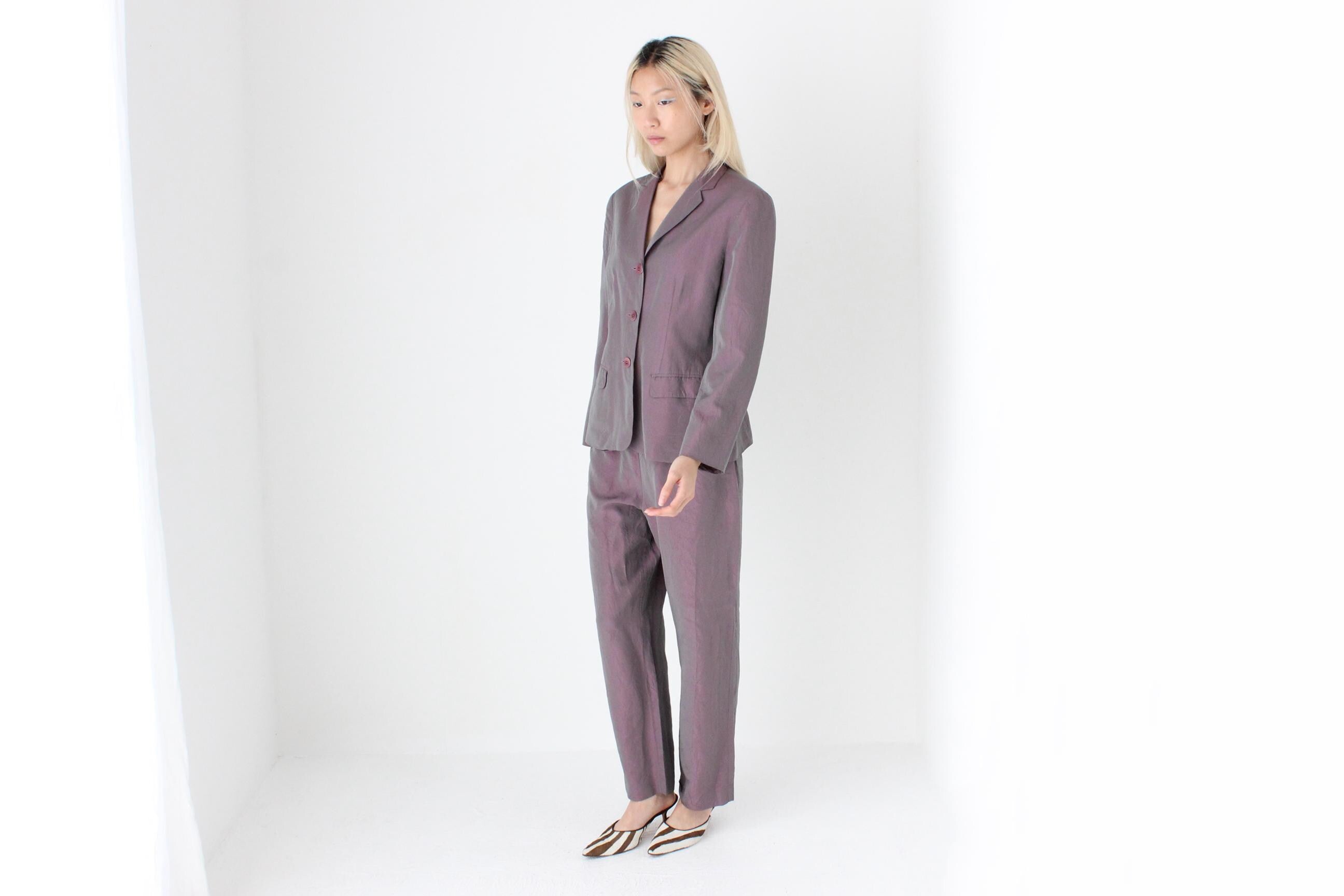FUTURISM Y2K Holographic Metallic Two Piece Pant Suit by Ojay