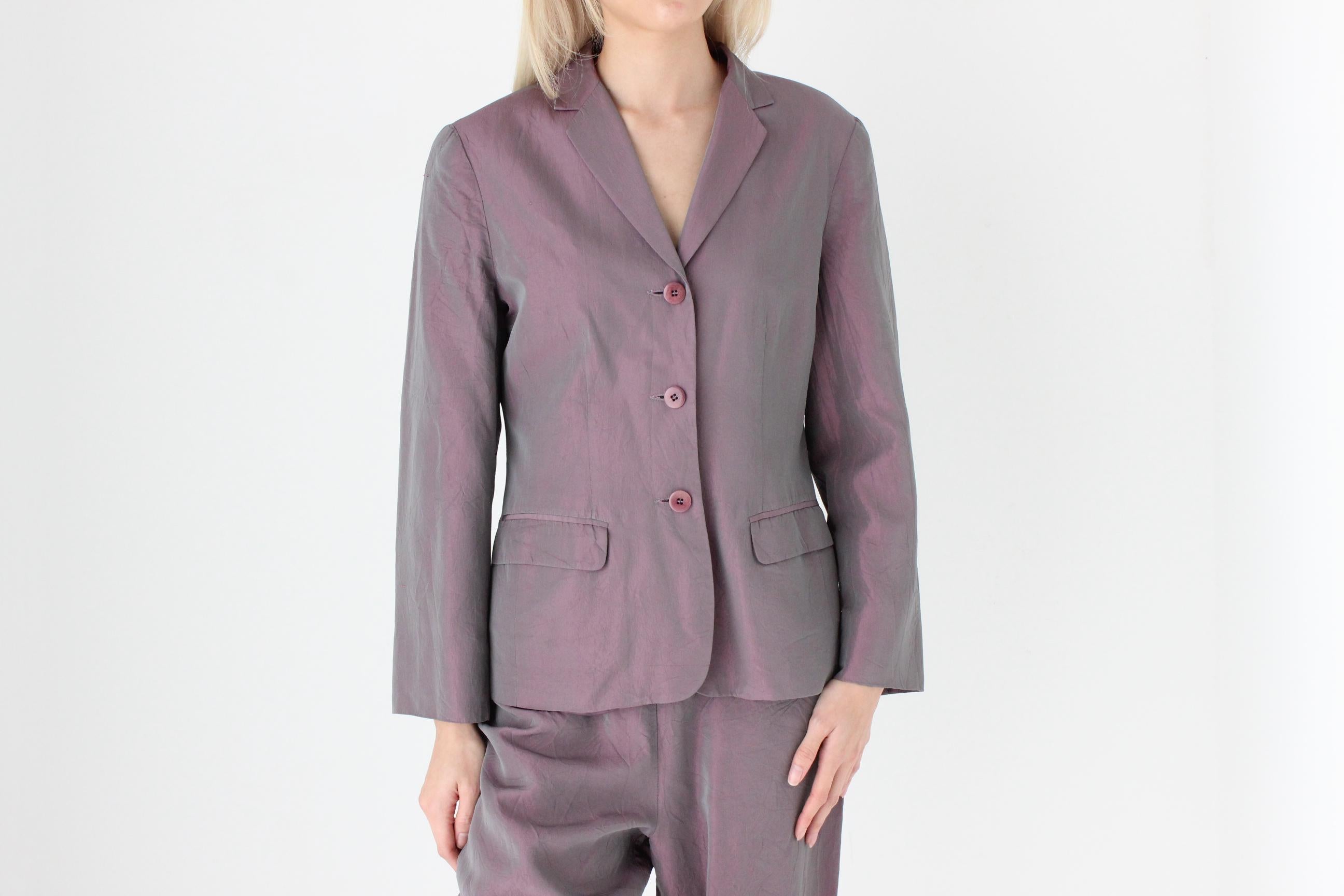 FUTURISM Y2K Holographic Metallic Two Piece Pant Suit by Ojay