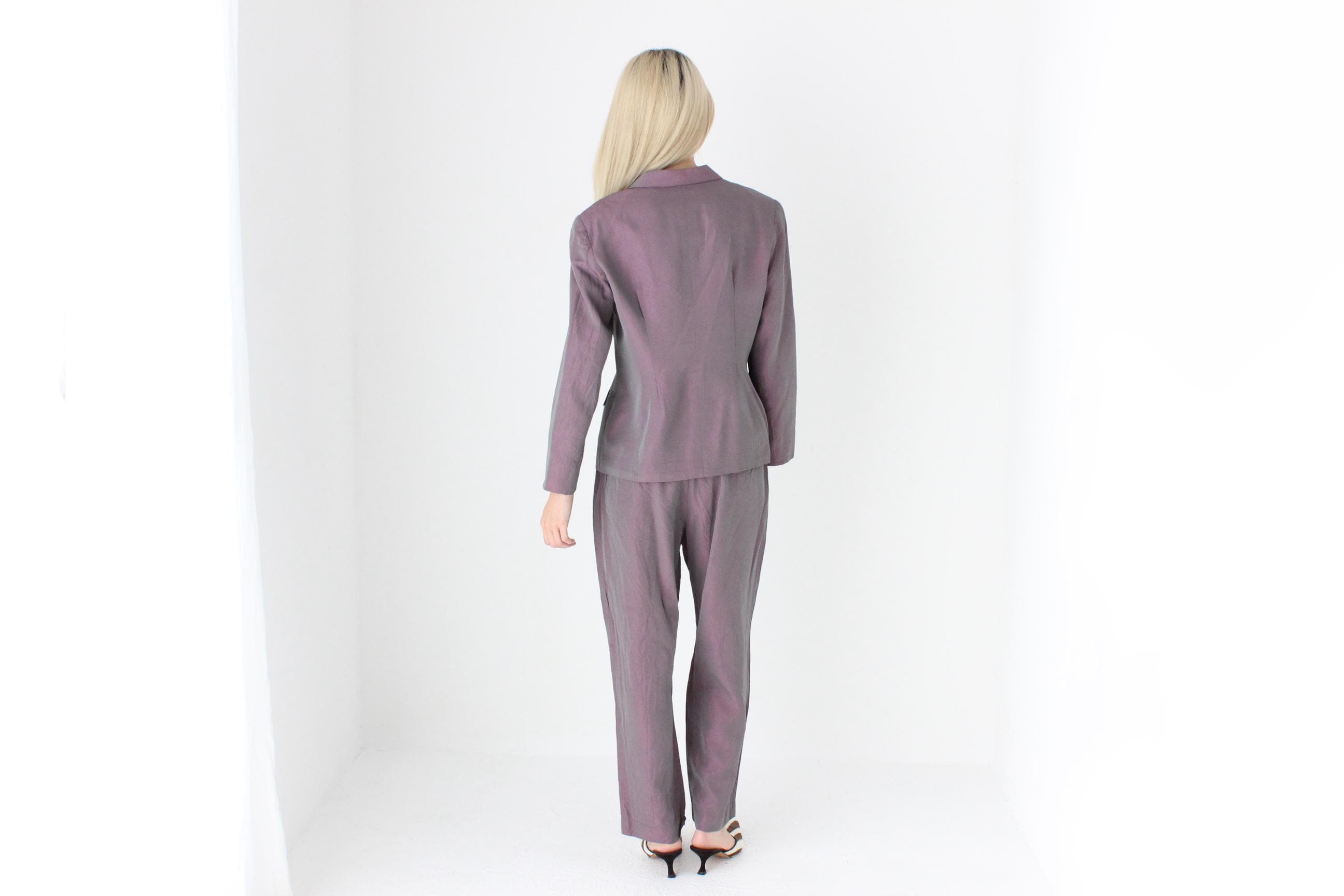 FUTURISM Y2K Holographic Metallic Two Piece Pant Suit by Ojay