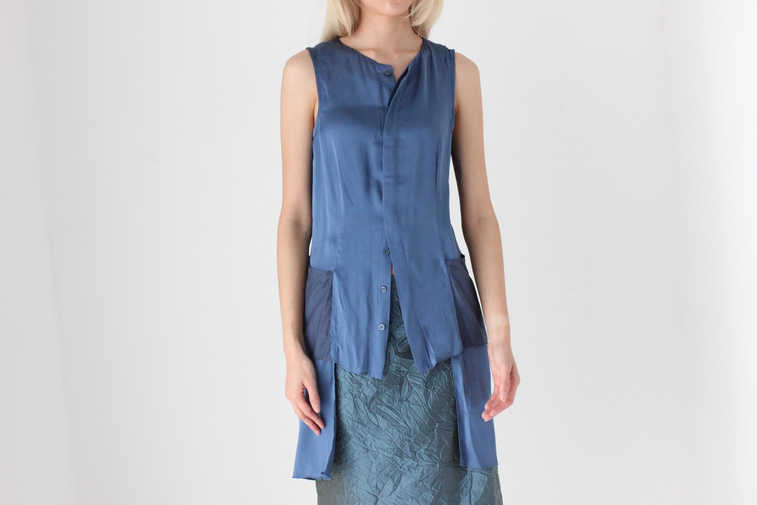 FUTURISM Y2K Art Silk Abstract Top