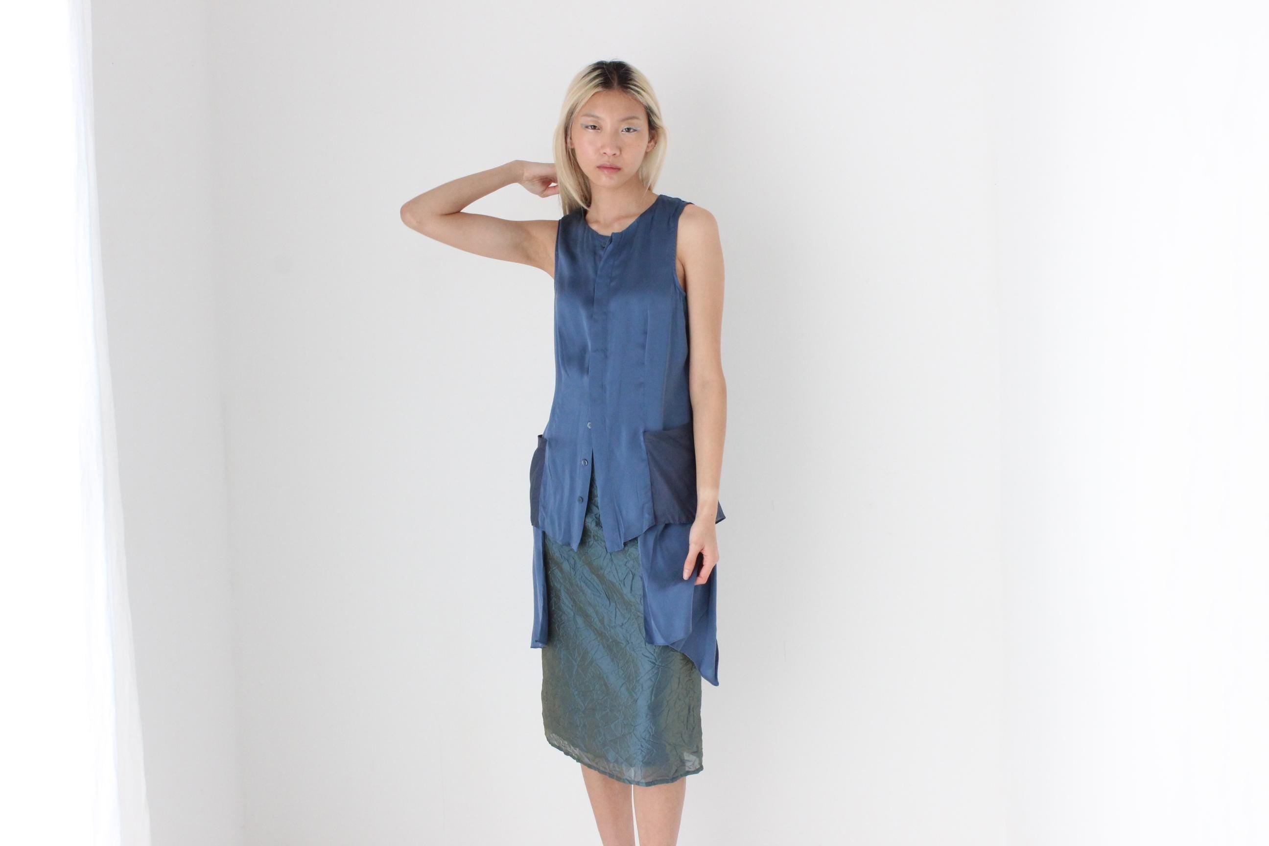 FUTURISM Y2K Art Silk Abstract Top