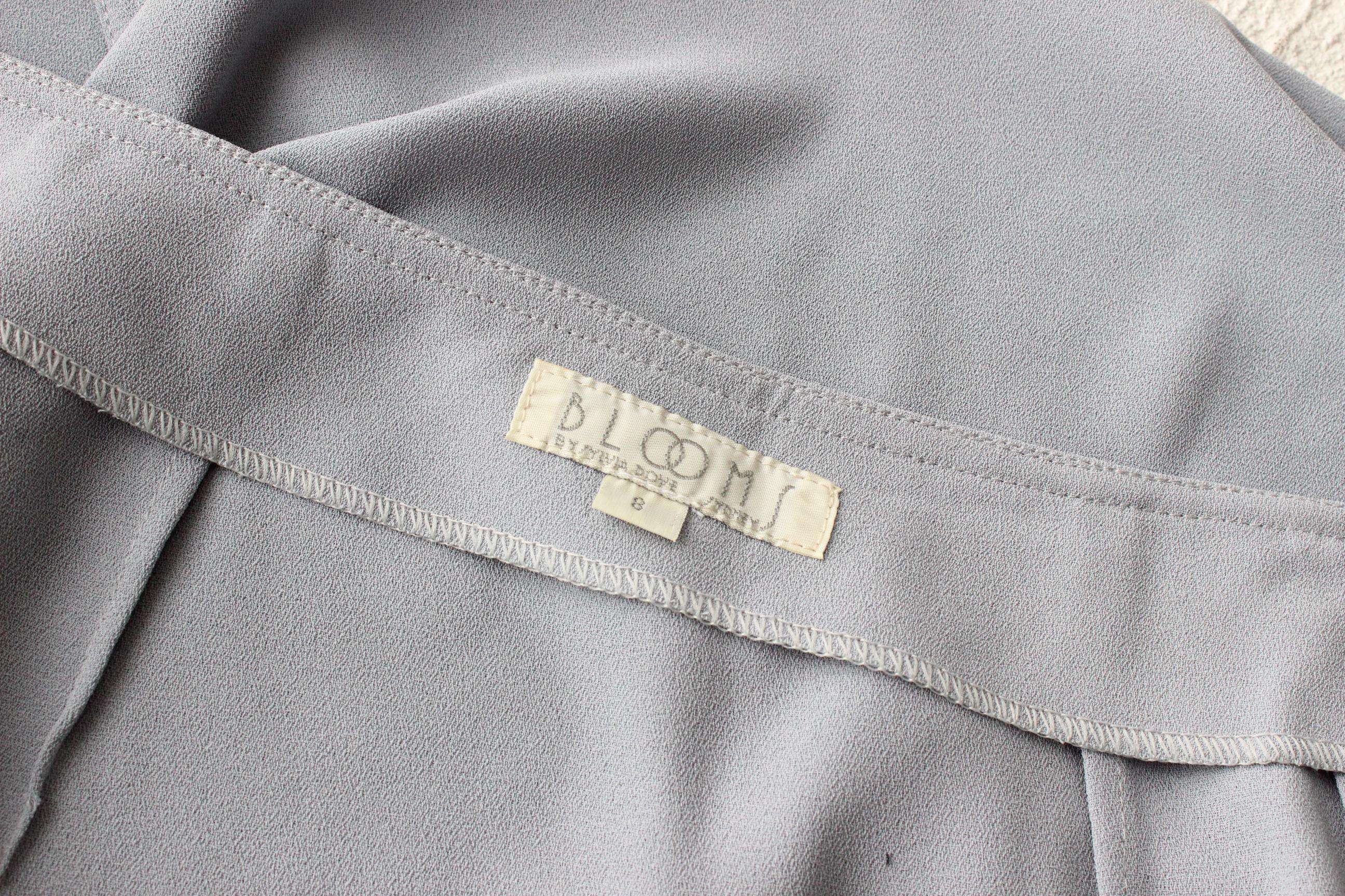 FUTURISM 90s Blue Grey Crepe Column Skirt