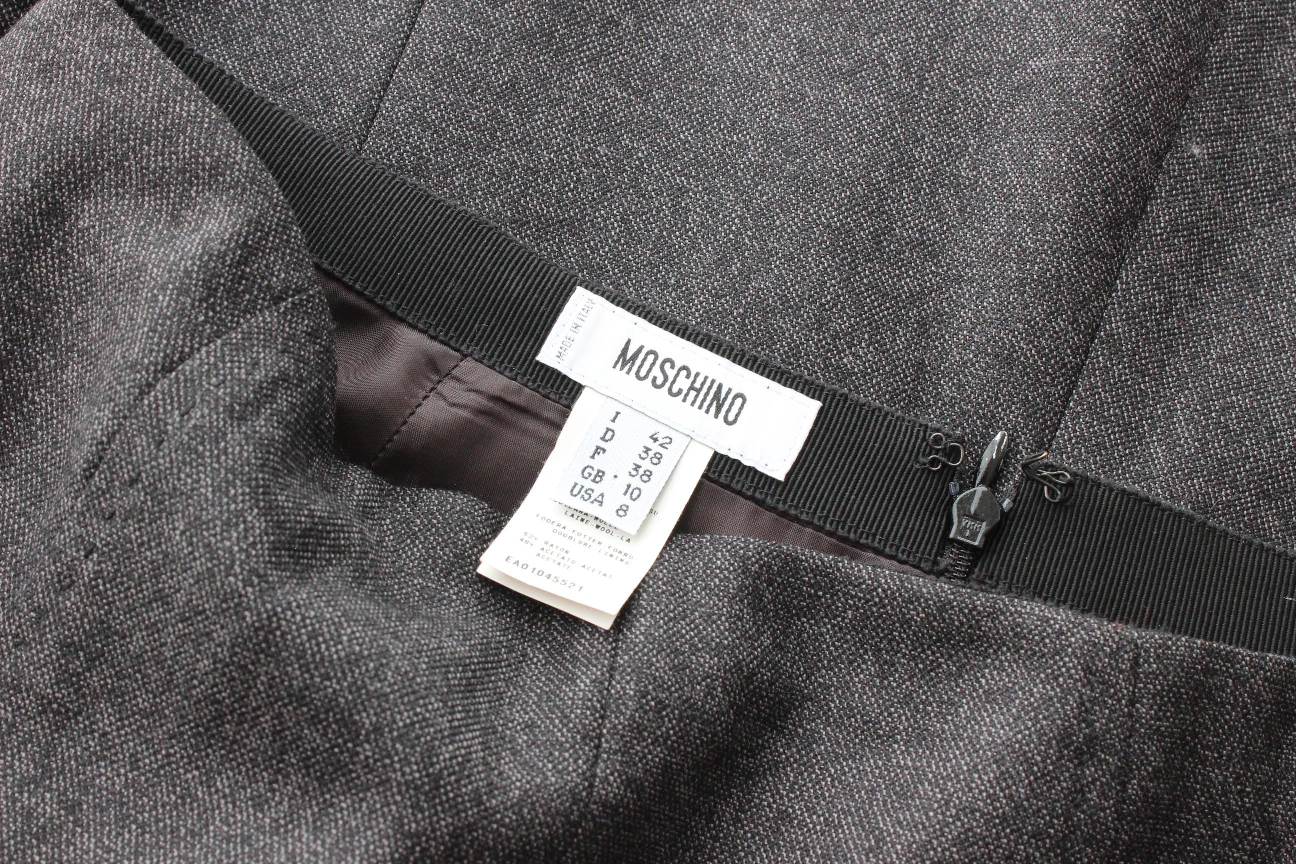 FUTURISM 90s Moschino Dark Grey Wool Skirt