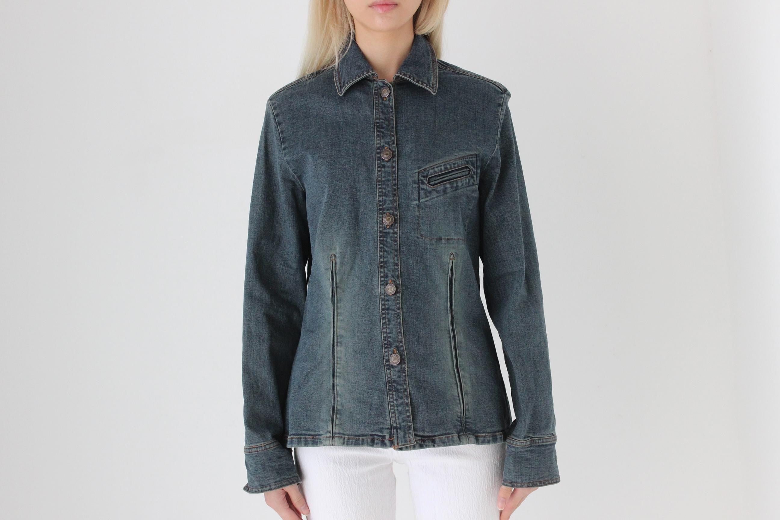 FUTURISM Y2K Dark Industrial Denim Jacket or Shirt