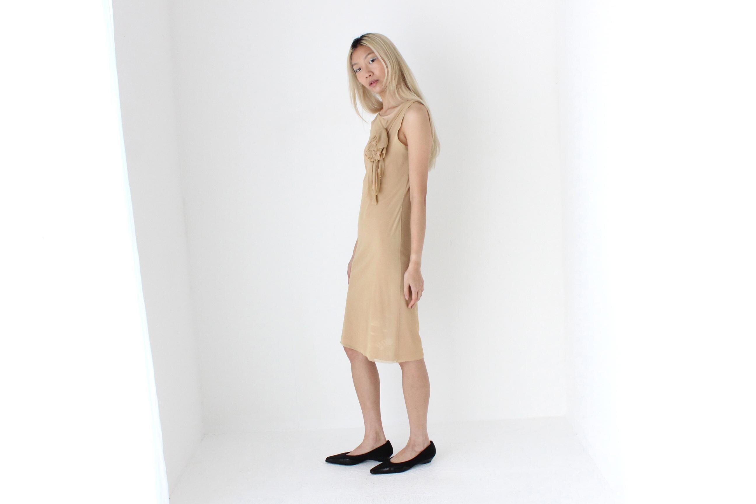 FUTURISM Y2K Mesh Dress w/ 3D Rosette