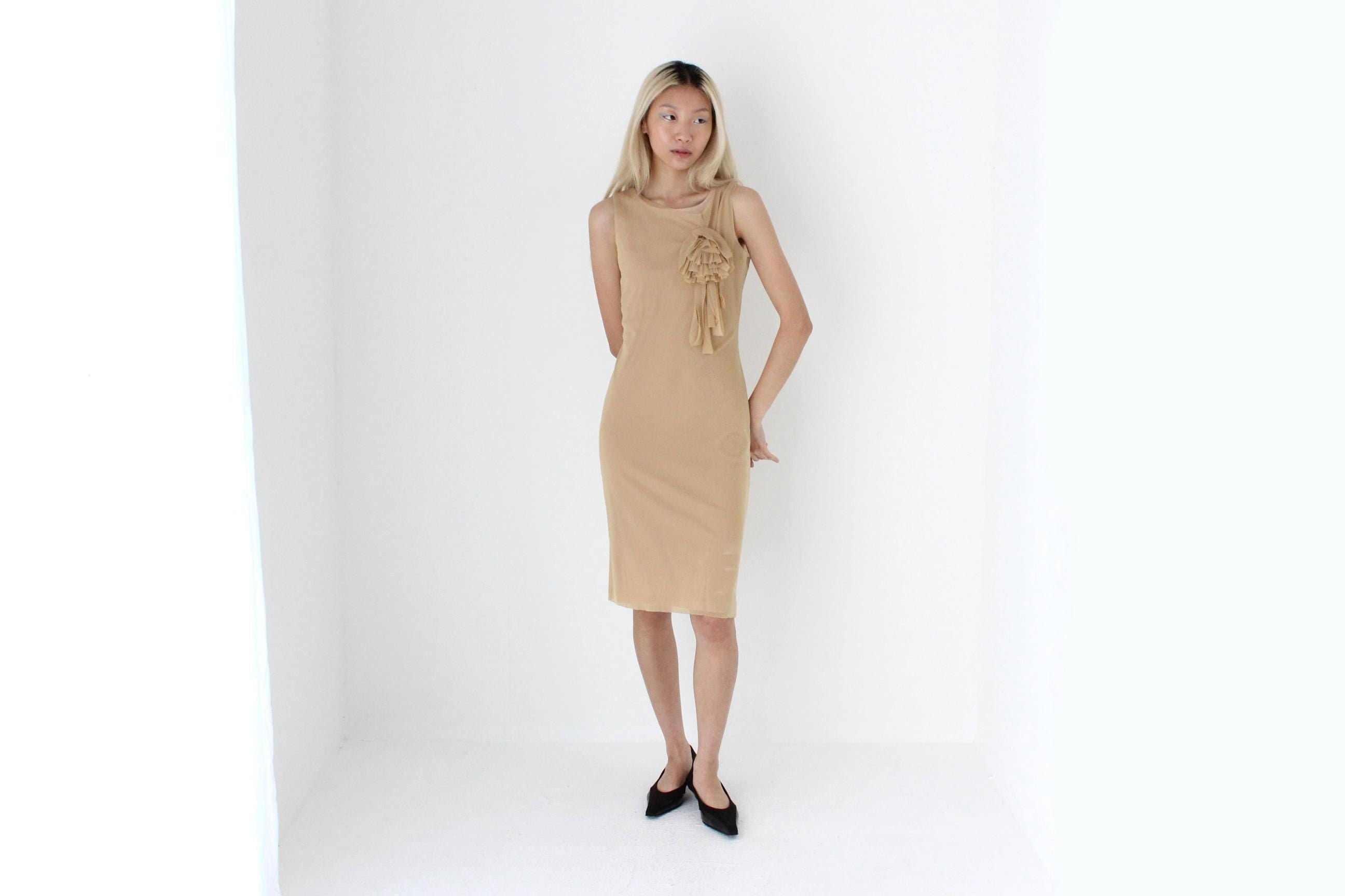 FUTURISM Y2K Mesh Dress w/ 3D Rosette