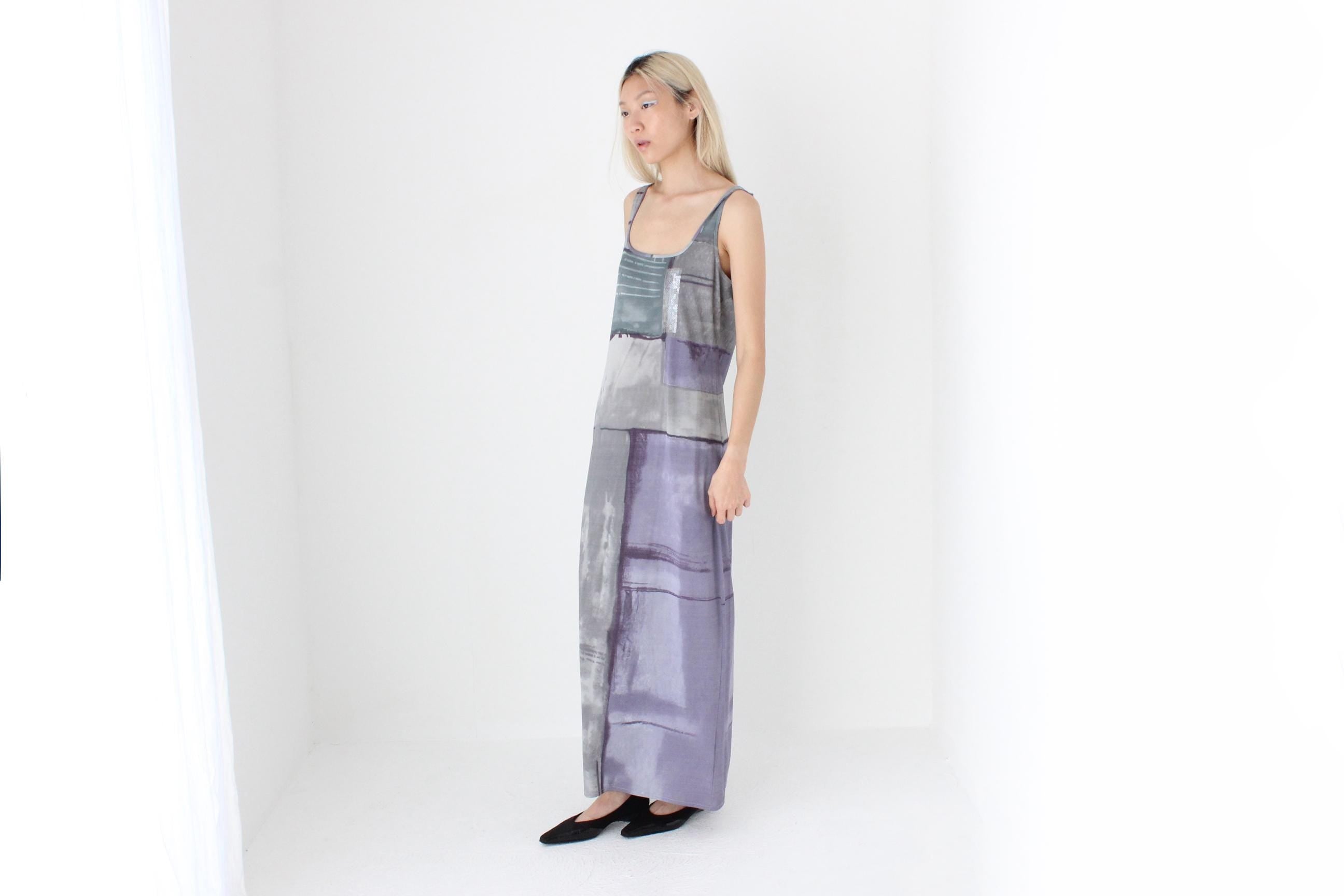 FUTURISM Y2K Gianfranco Ferre Abstract Maxi Dress