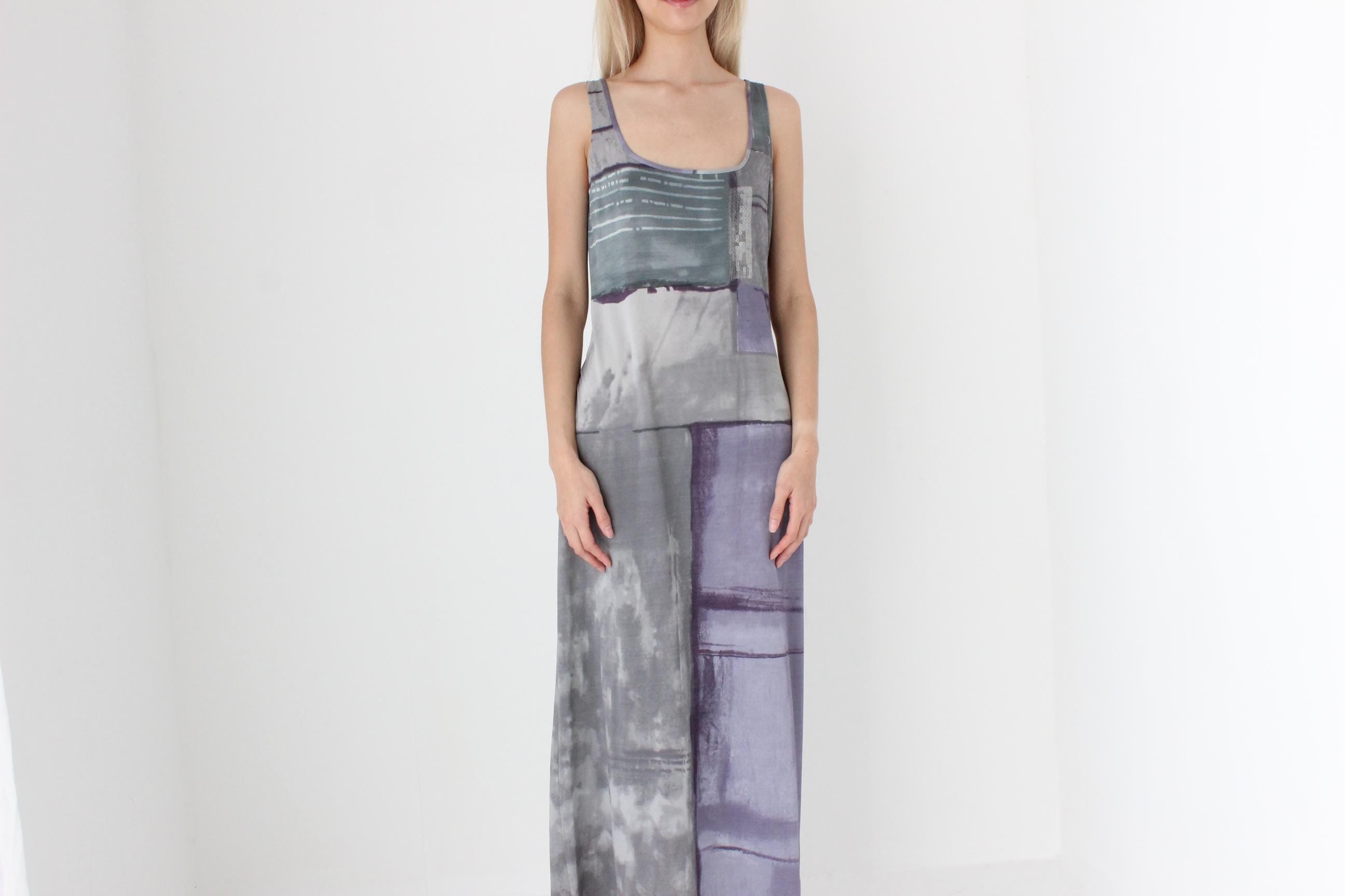 FUTURISM Y2K Gianfranco Ferre Abstract Maxi Dress