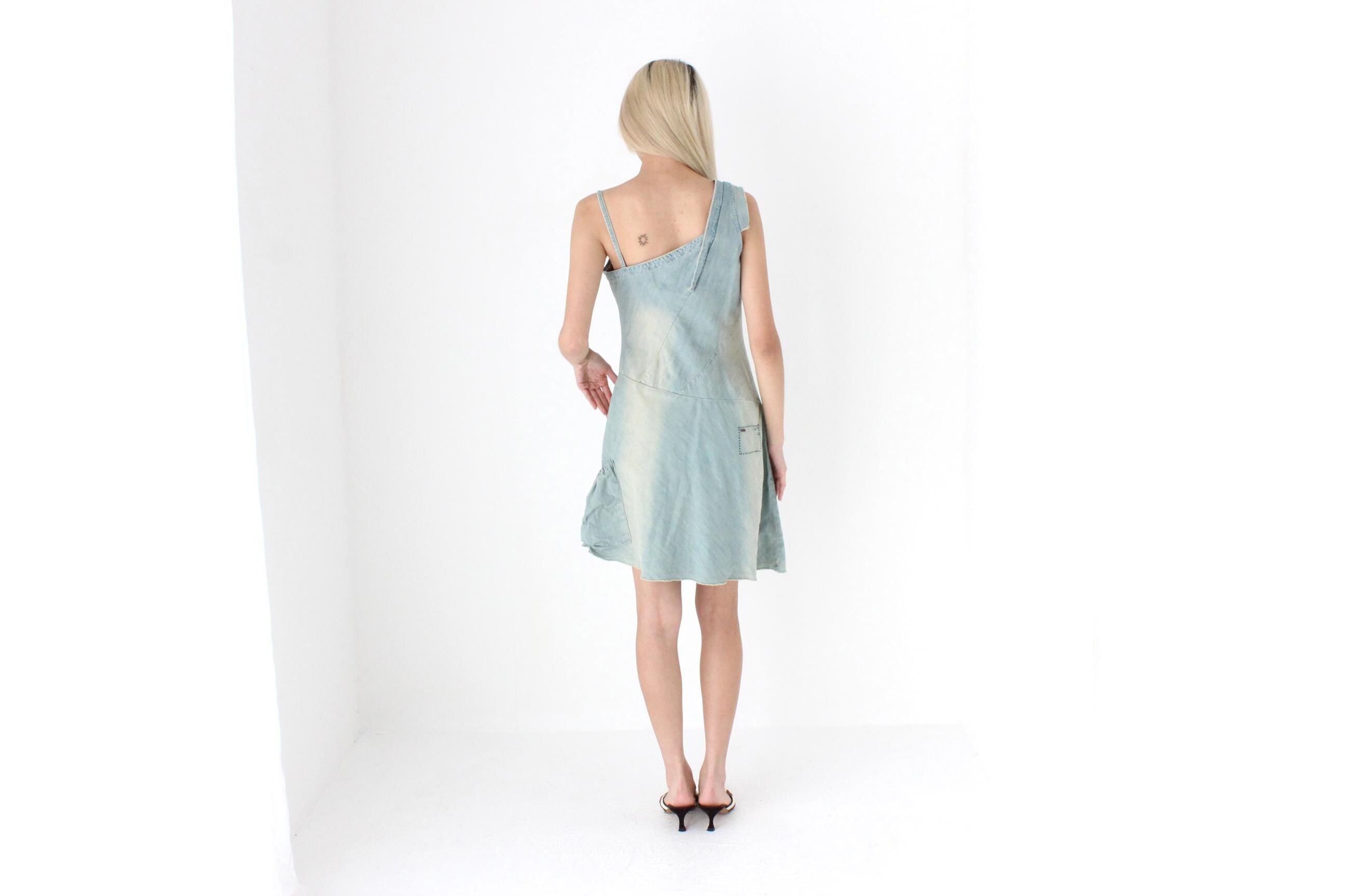 FUTURISM Y2K European Asymmetric Denim Dress