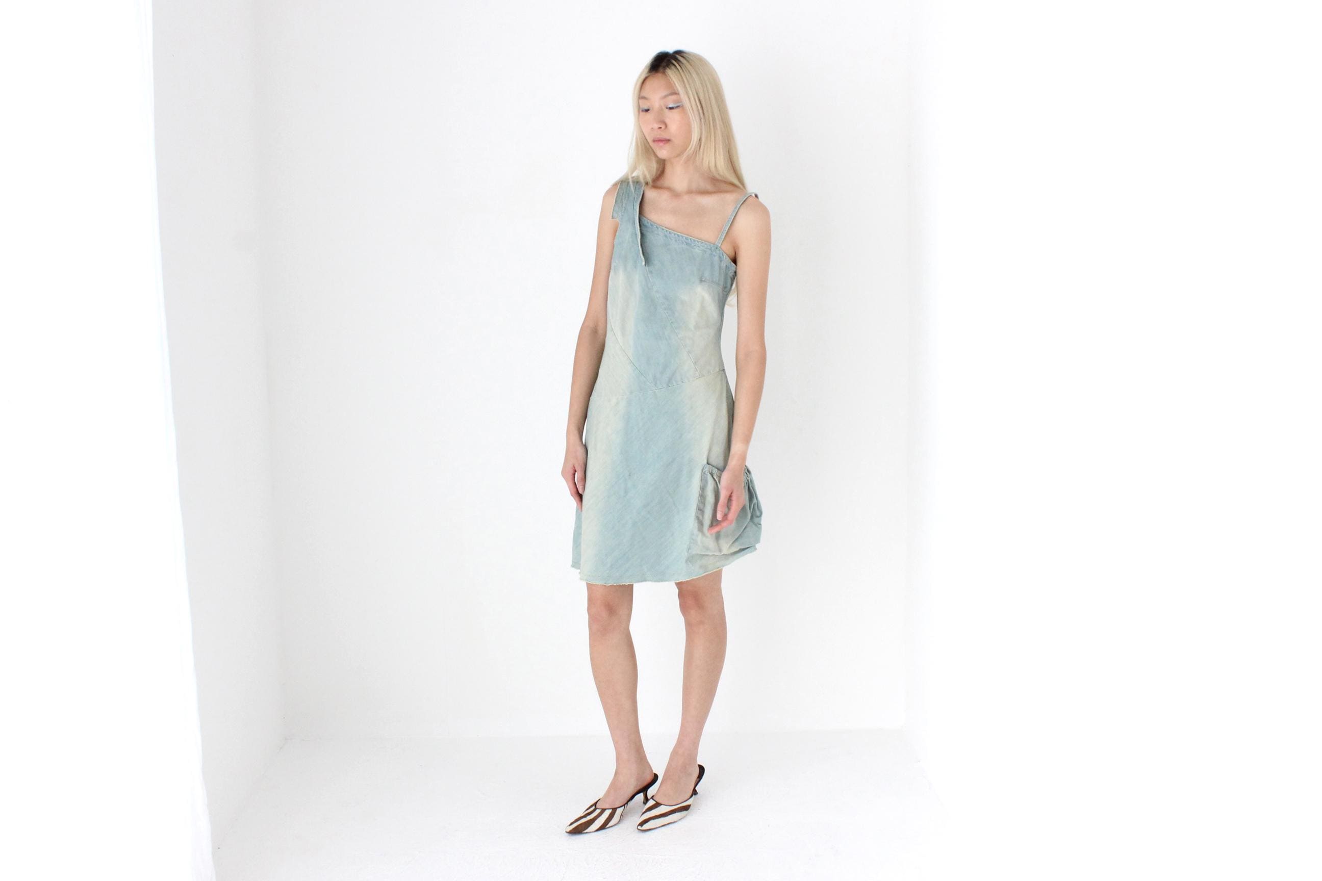 FUTURISM Y2K European Asymmetric Denim Dress