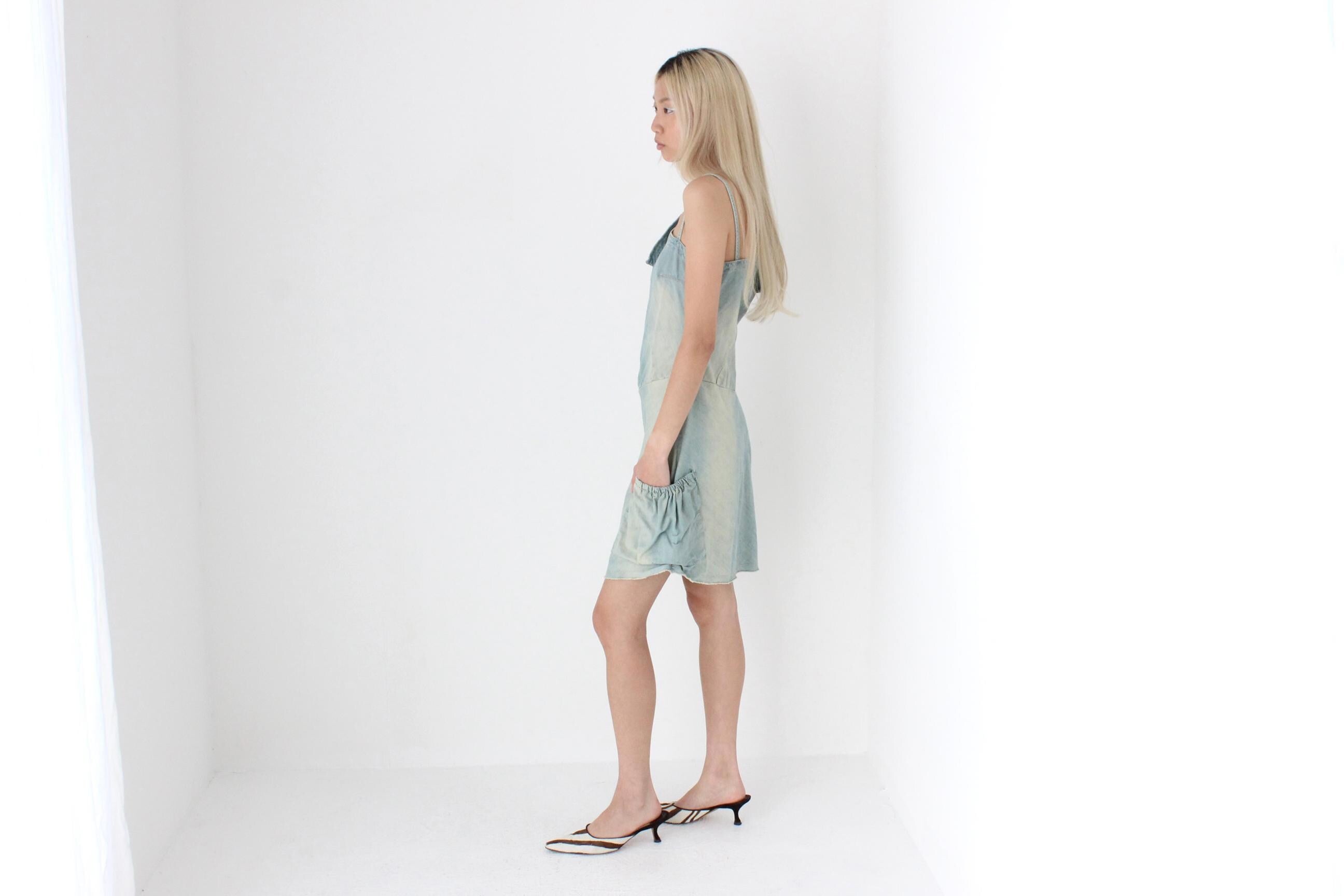 FUTURISM Y2K European Asymmetric Denim Dress