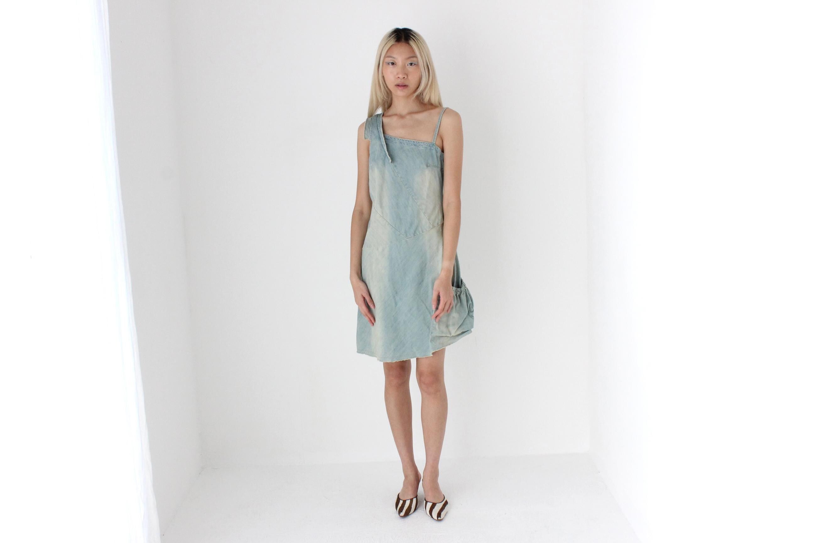 FUTURISM Y2K European Asymmetric Denim Dress