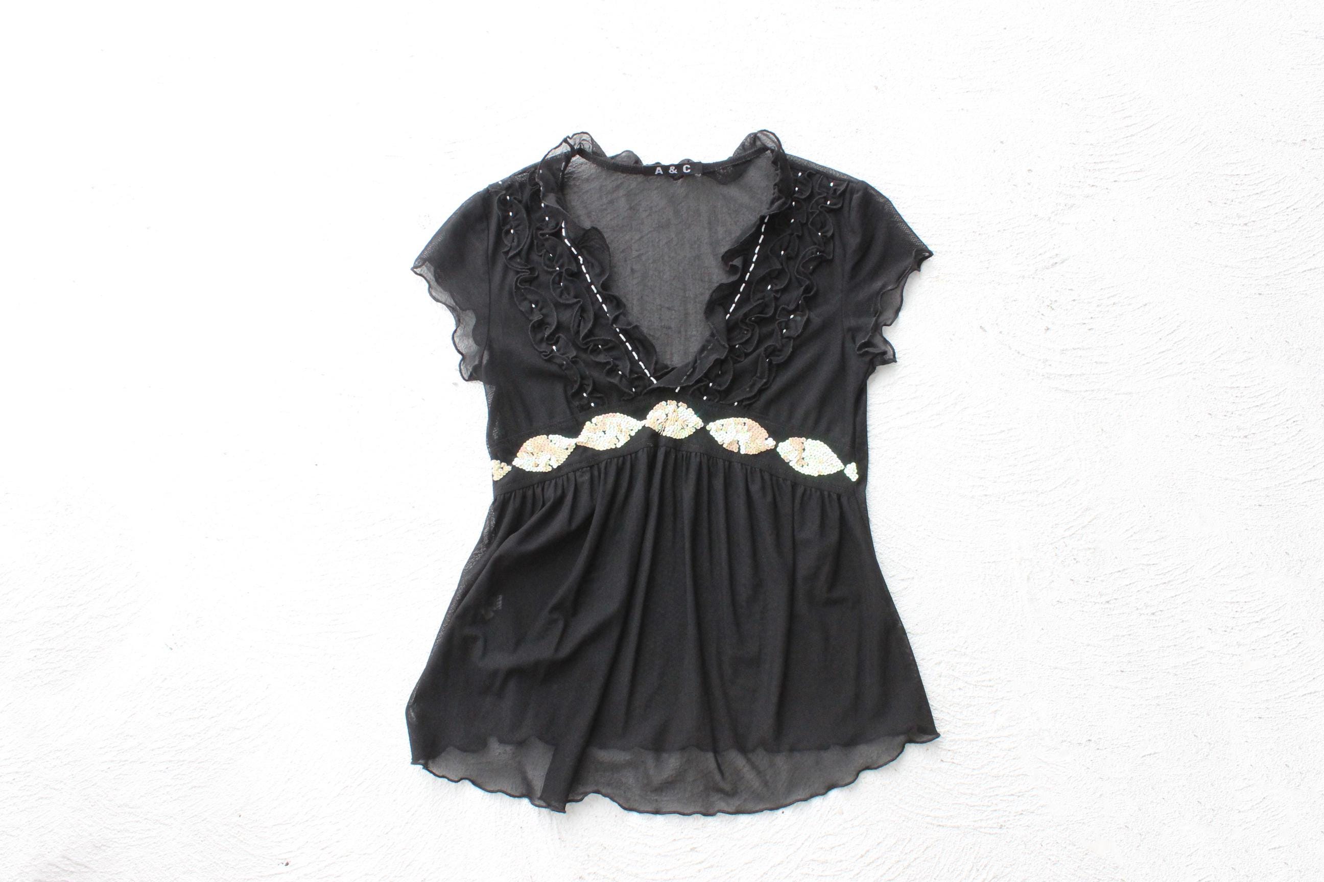 FUTURISM Cute Y2K Mesh Babydoll Top