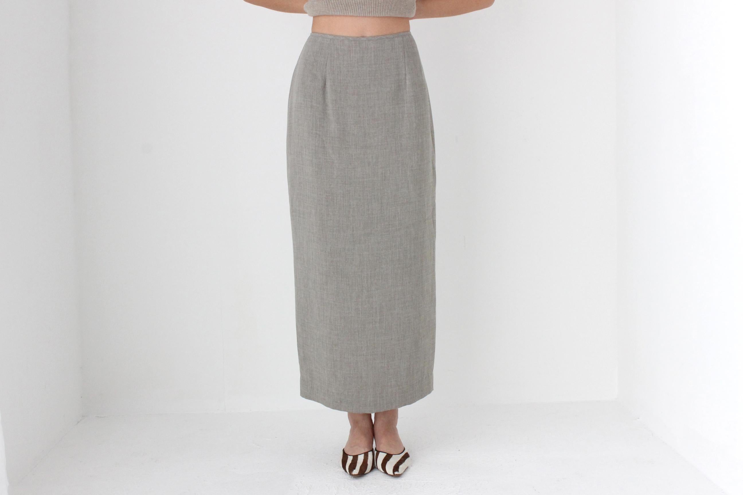 FUTURISM 90s Neutral Crepe Column Skirt