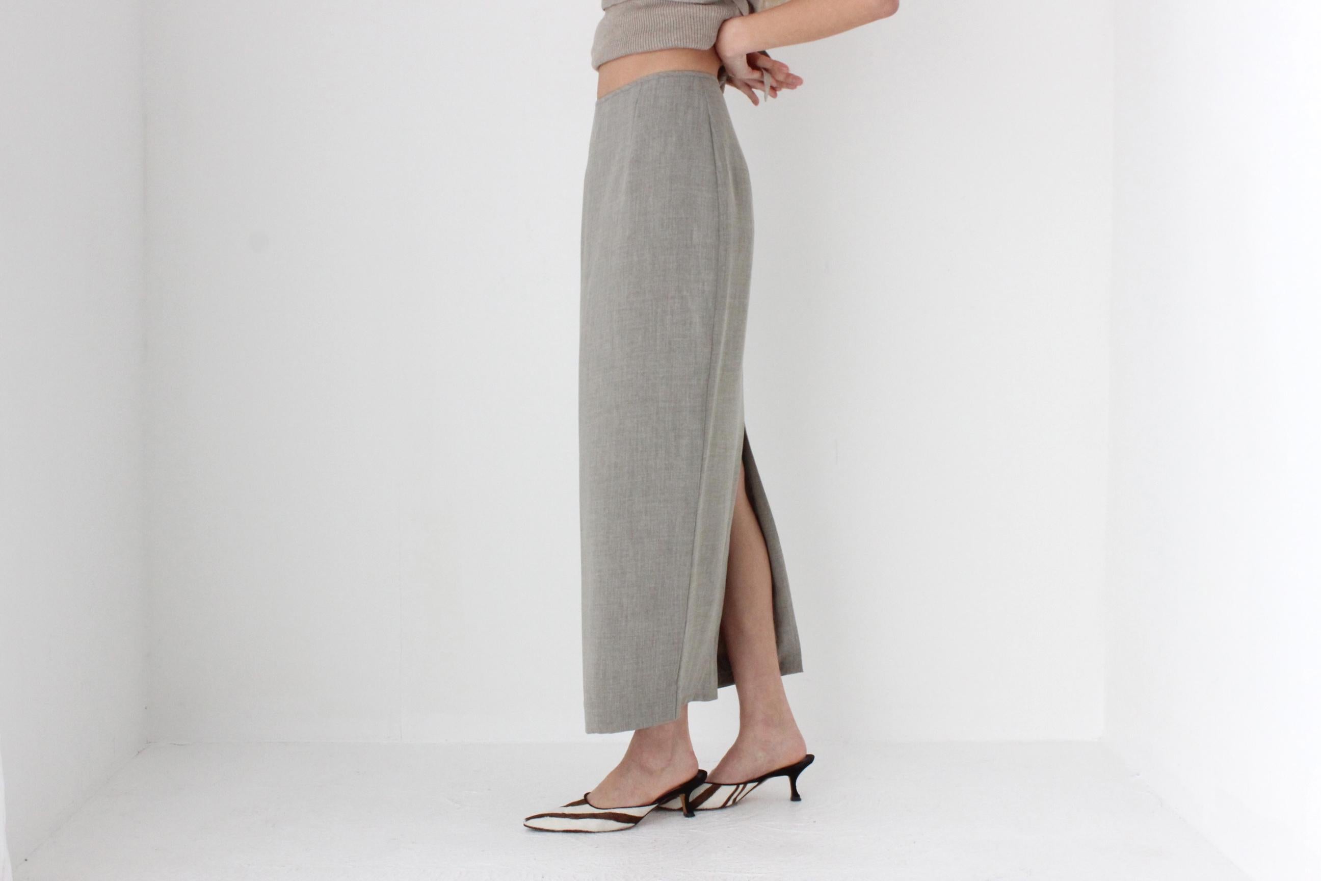 FUTURISM 90s Neutral Crepe Column Skirt