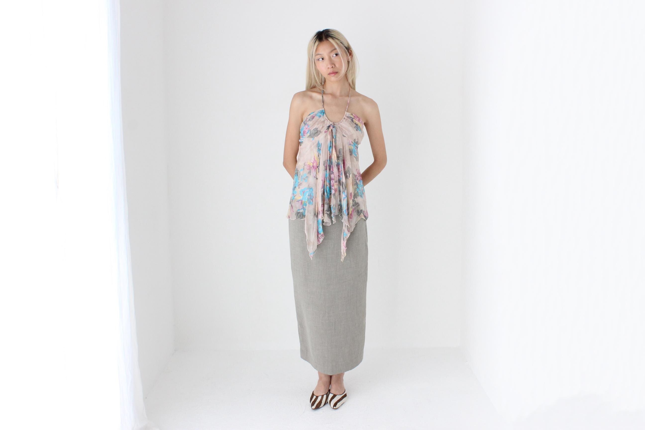 FUTURISM 90s Neutral Crepe Column Skirt